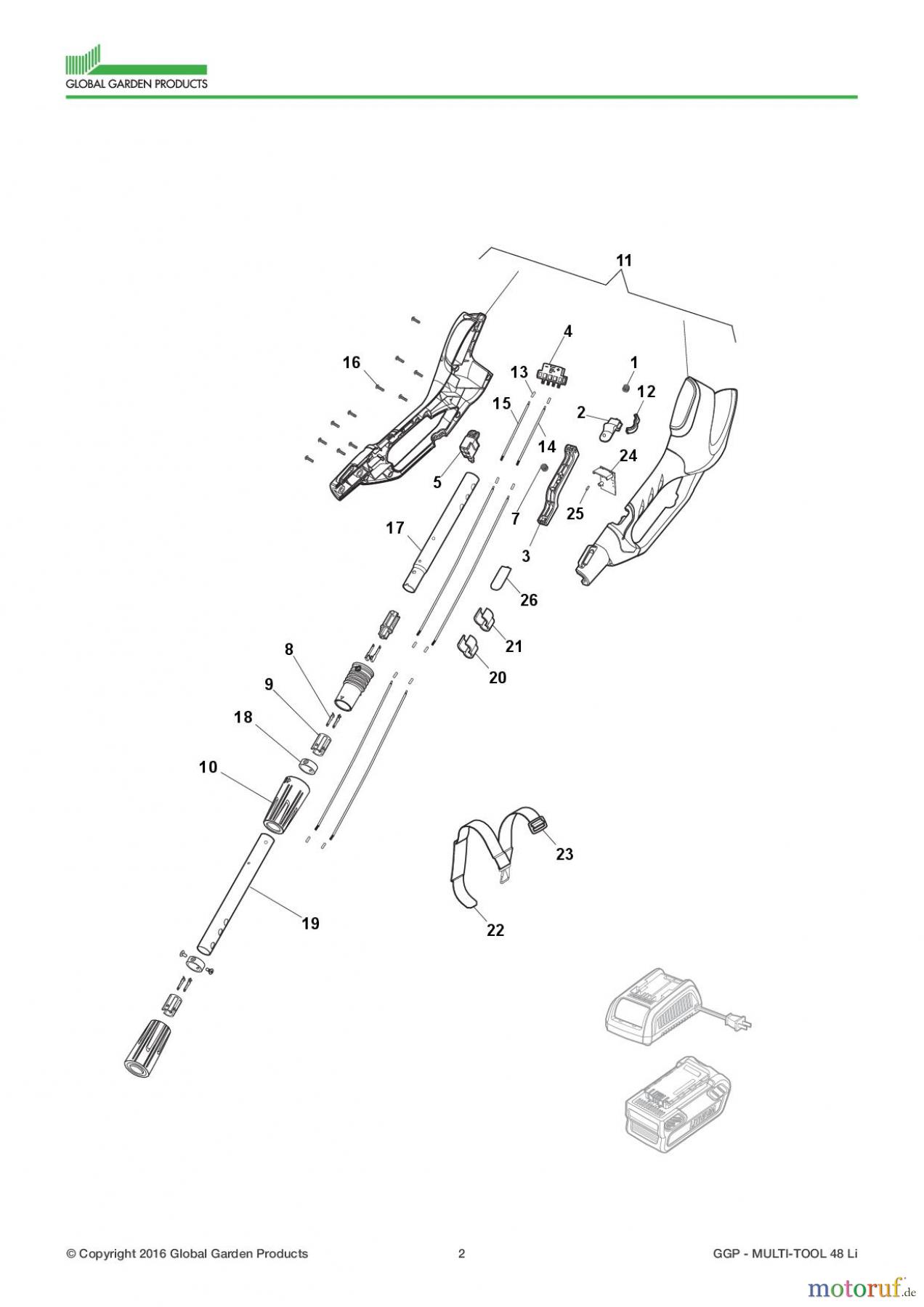 Global Garden Products GGP Motorsensen und Trimmer Akku 2017 MULTI-TOOL 48 LI Body Work