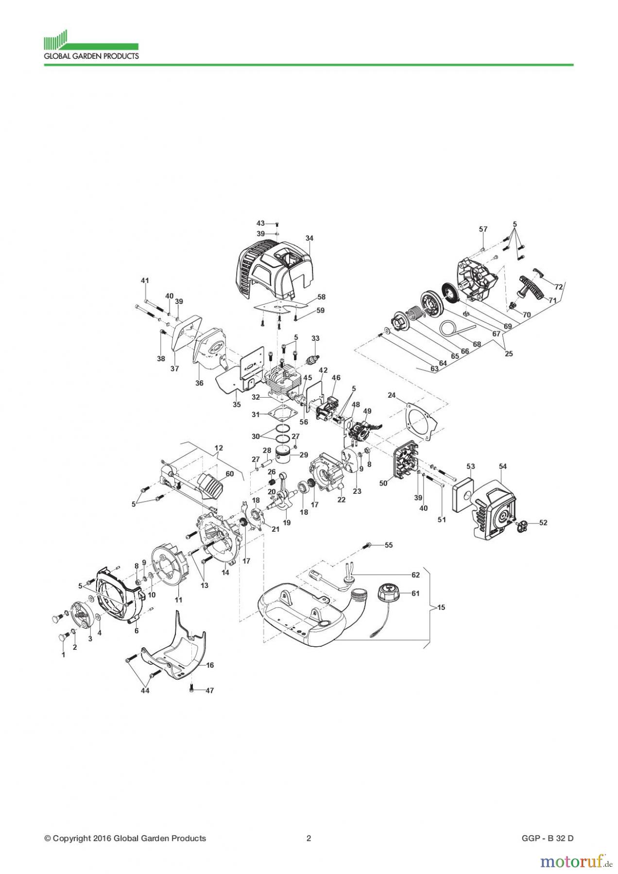 Global Garden Products GGP Motorsensen und Trimmer Benzin 2017 B 32 D Engine