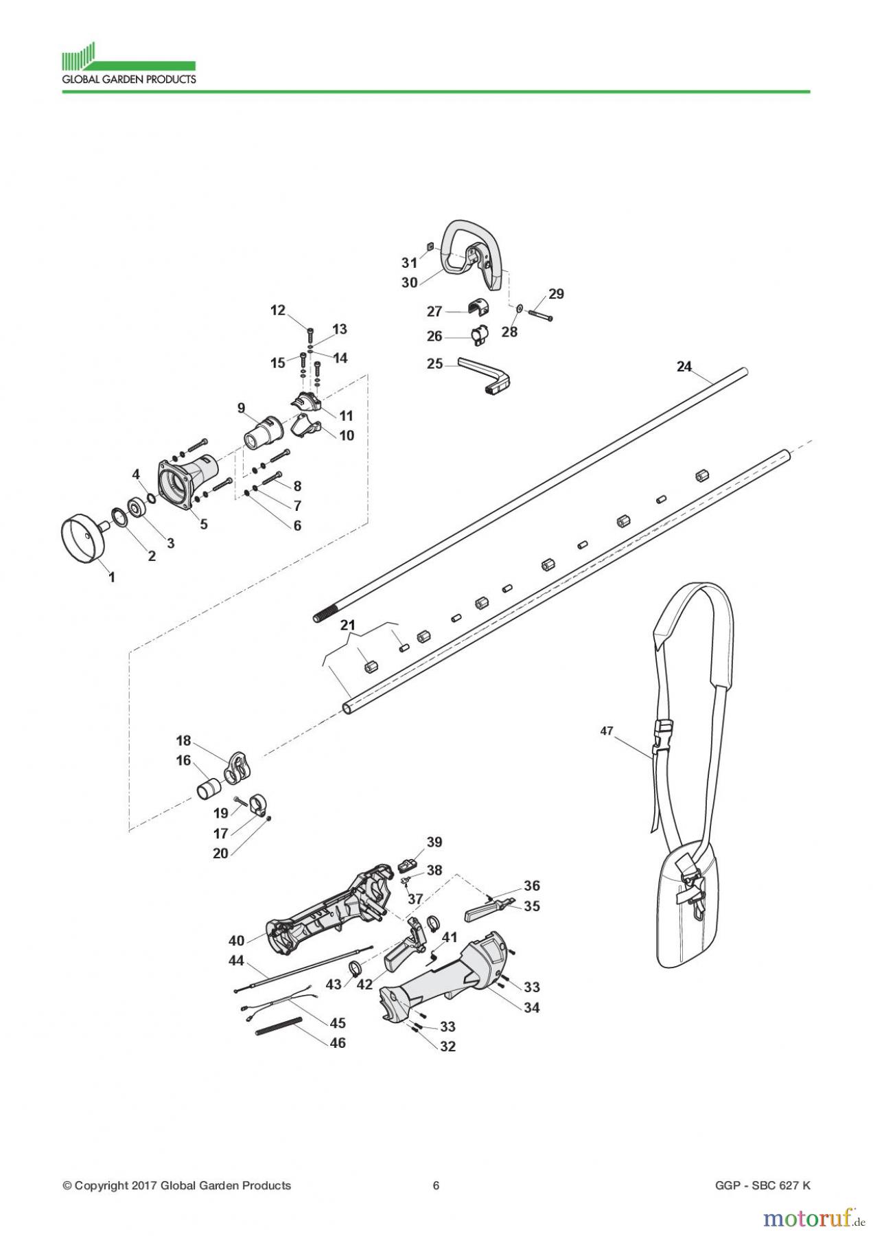  Global Garden Products GGP Motorsensen und Trimmer Benzin 2017 SBC 627 K Transmission