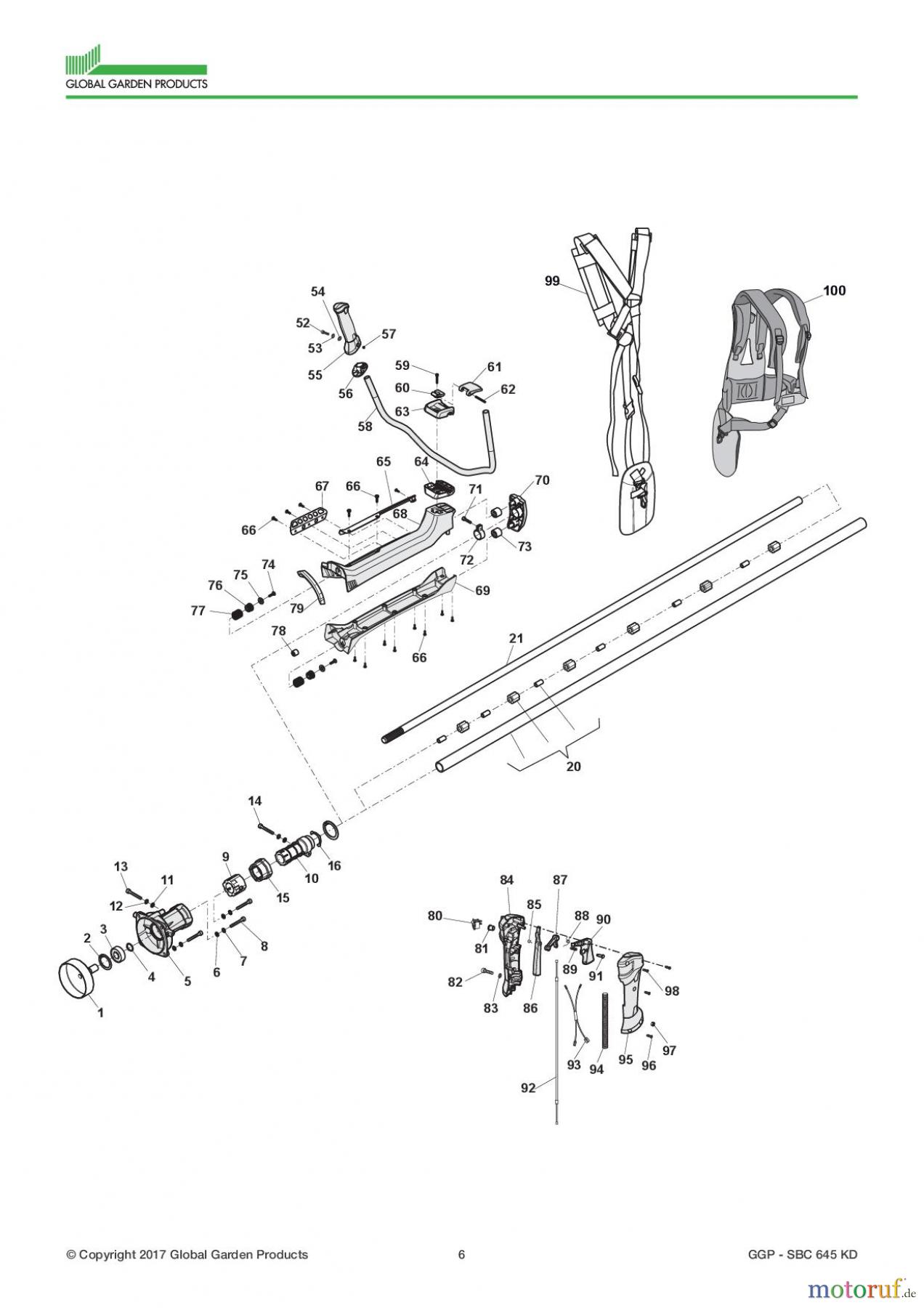  Global Garden Products GGP Motorsensen und Trimmer Benzin 2017 SBC 645 KD Transmission