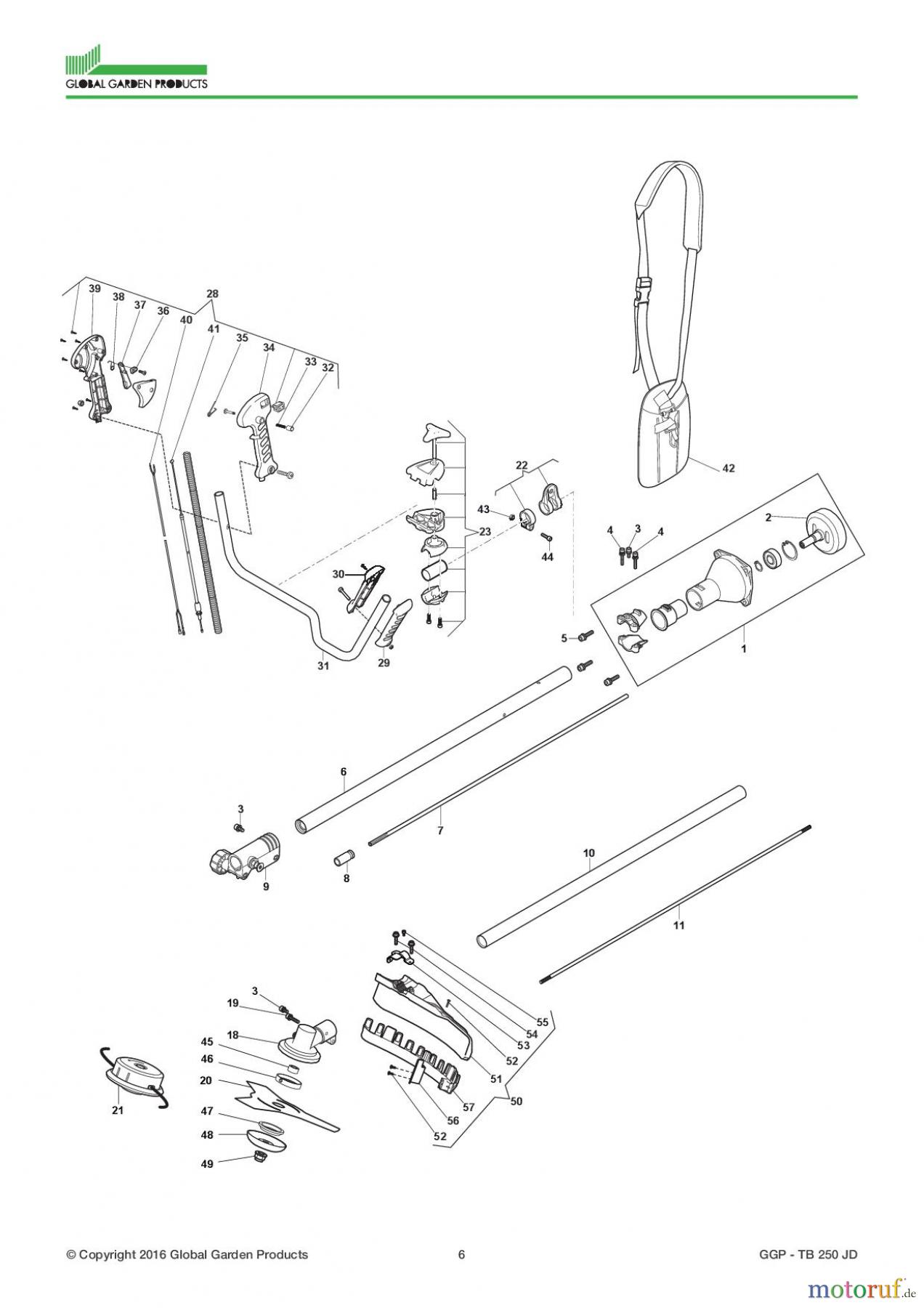 Global Garden Products GGP Motorsensen und Trimmer Benzin 2017 TB 250 JD Handle-Transmission