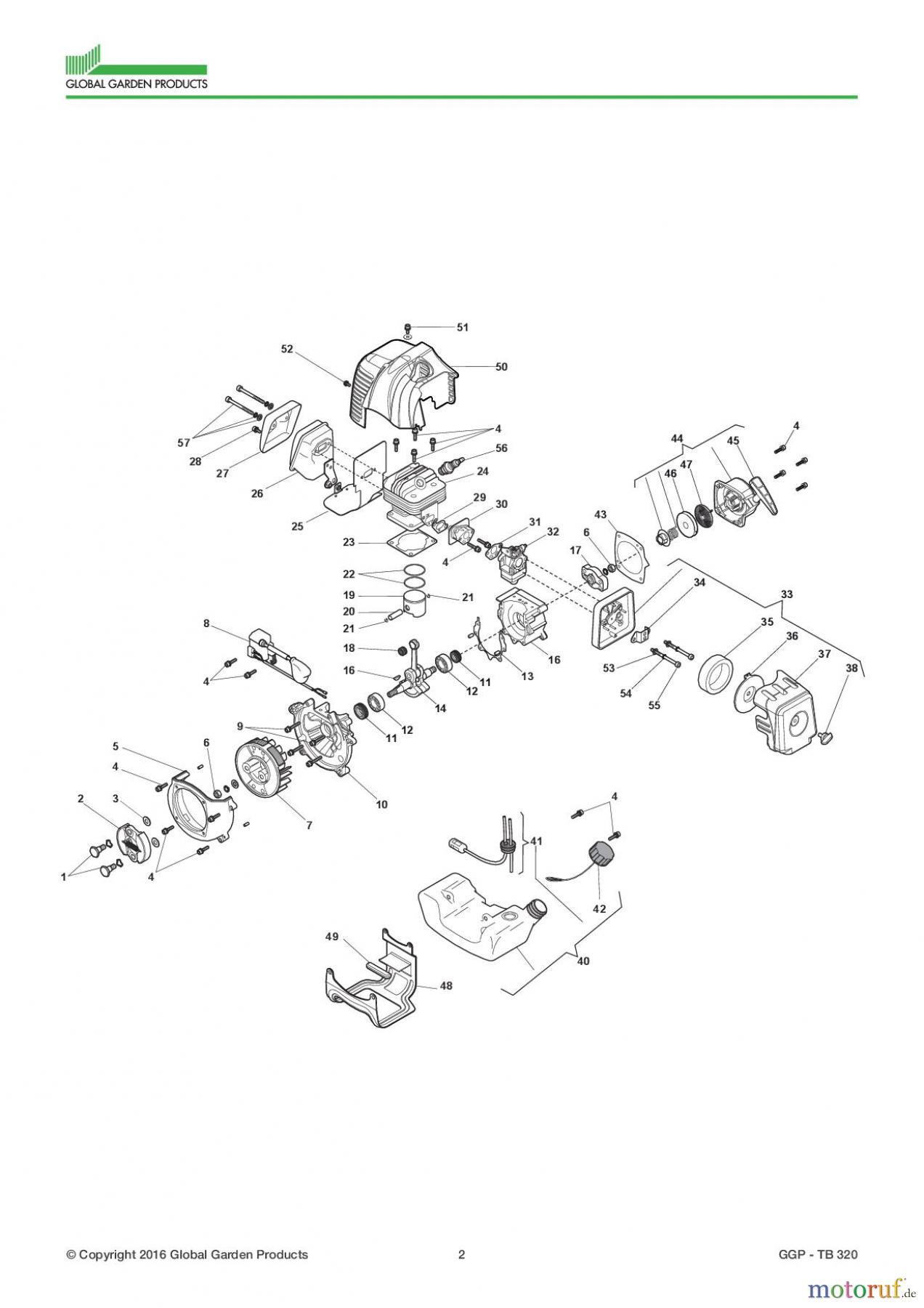  Global Garden Products GGP Motorsensen und Trimmer Benzin 2017 TB 320 Engine