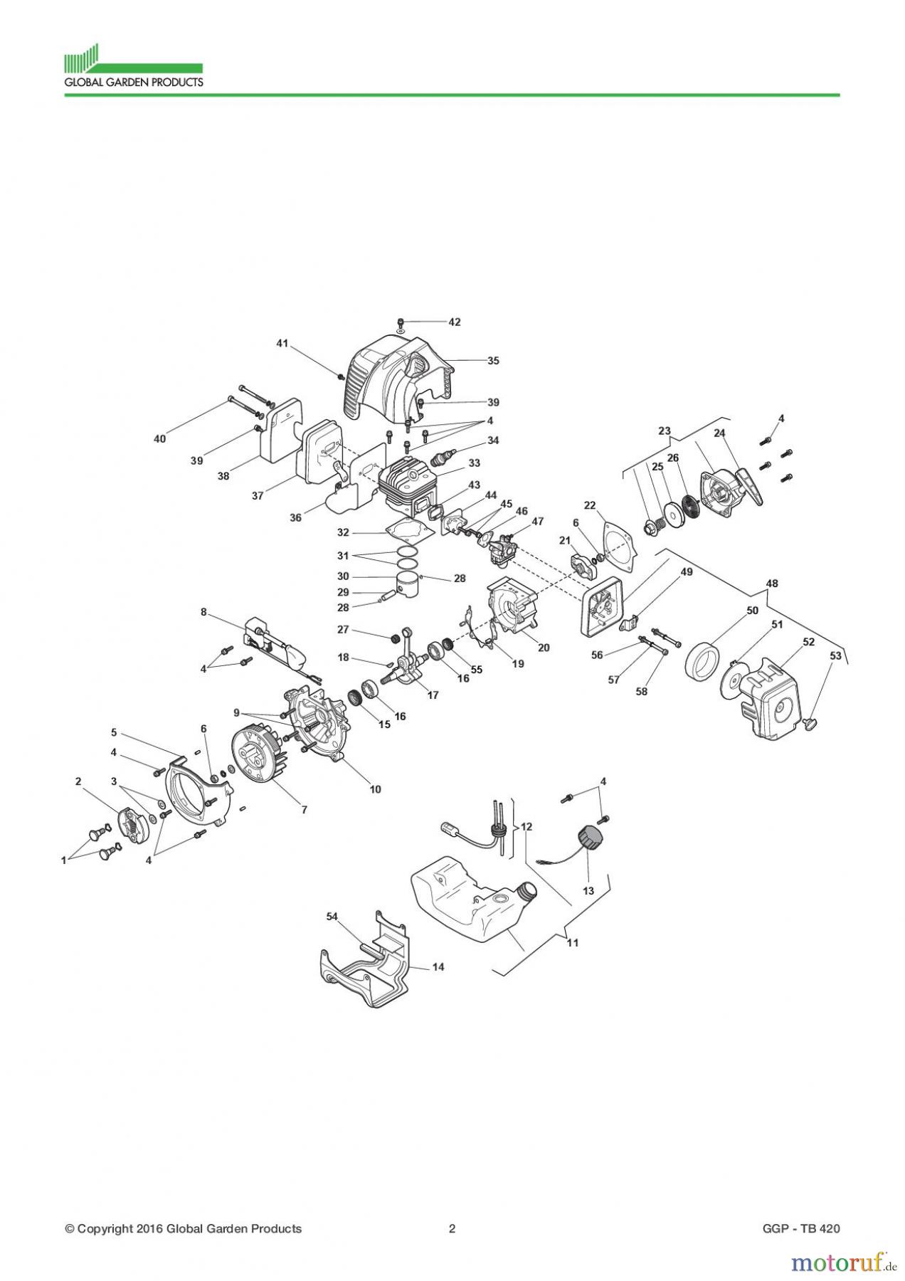 Global Garden Products GGP Motorsensen und Trimmer Benzin 2017 TB 420 Engine