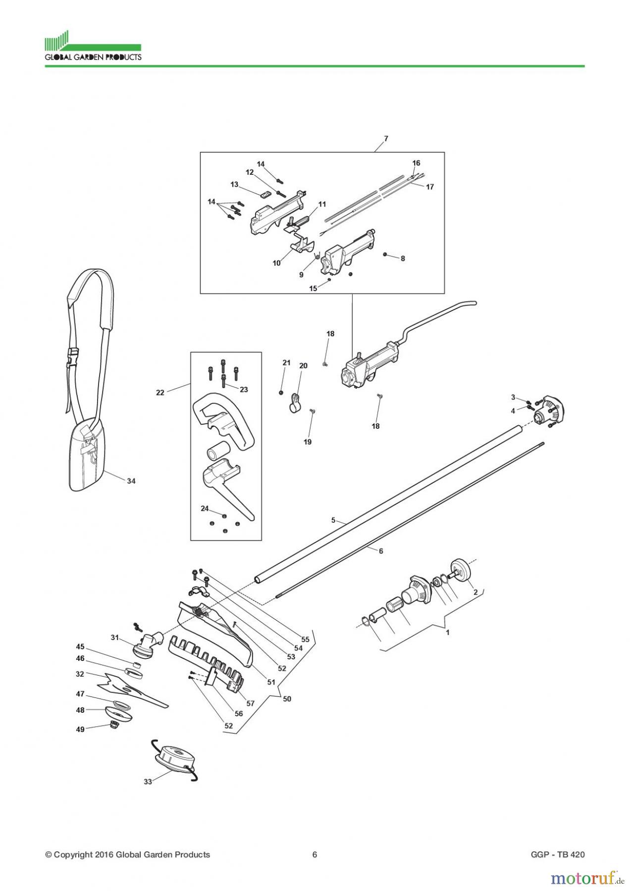 Global Garden Products GGP Motorsensen und Trimmer Benzin 2017 TB 420 Handle-Transmission