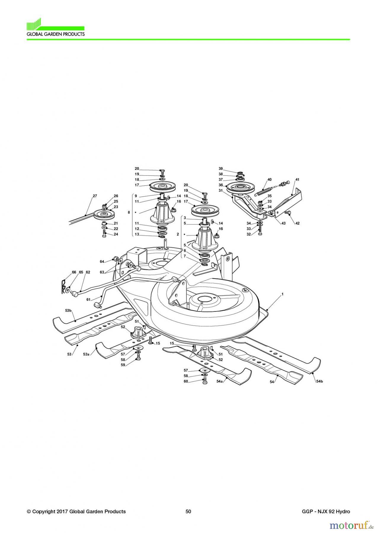 Global Garden Products GGP Aufsitzmäher Sammler Collecting 92cm 2017 NJX 92 Hydro Cutting Plate