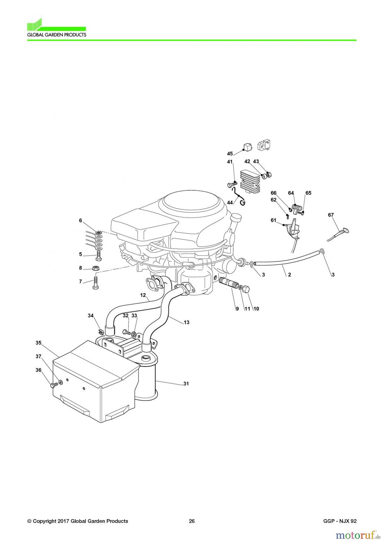 Global Garden Products GGP Aufsitzmäher Sammler Collecting 92cm 2017 NJX 92 Engine - Honda Gcv 530