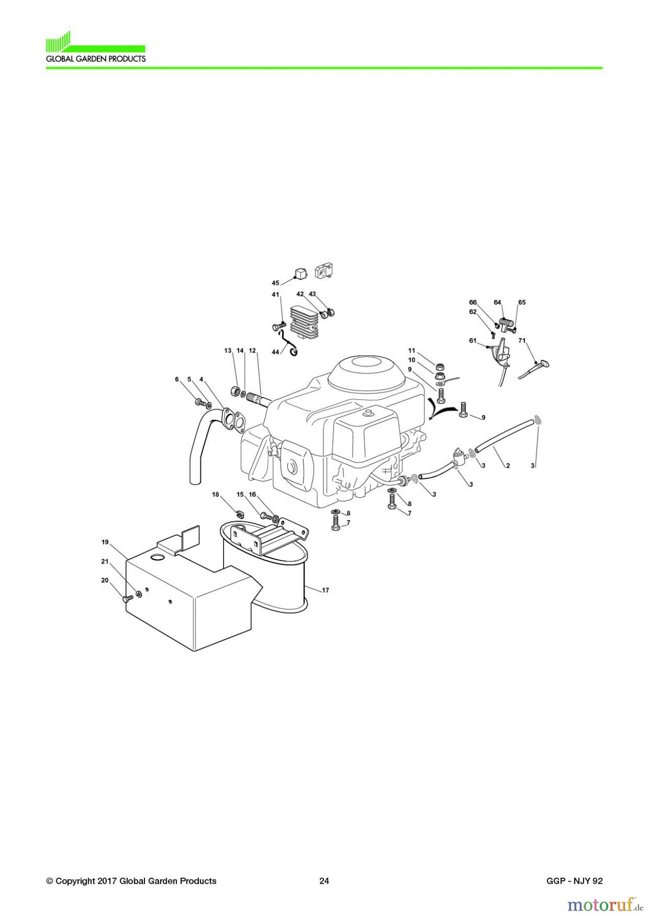 Global Garden Products GGP Aufsitzmäher Sammler Collecting 92cm 2017 NJY 92 Engine - Honda Gxv 390