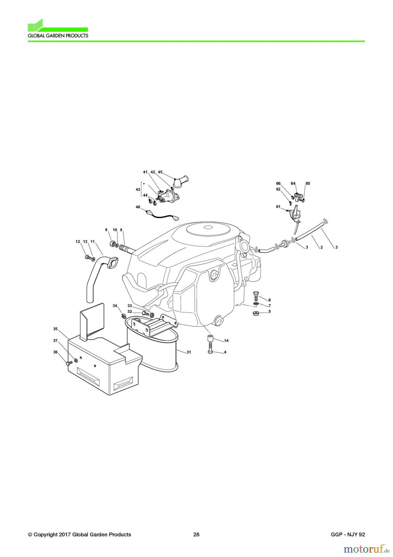 Global Garden Products GGP Aufsitzmäher Sammler Collecting 92cm 2017 NJY 92 Engine - Kohler