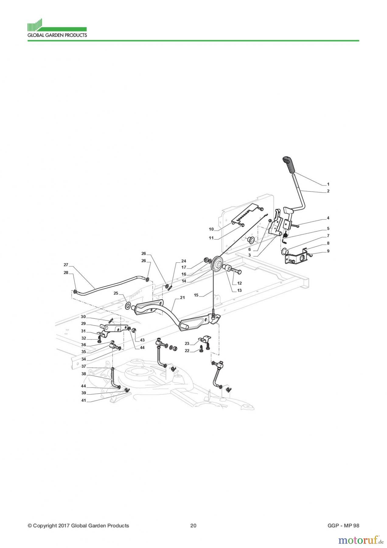 Global Garden Products GGP Aufsitzmäher Sammler Collecting 98cm 2017 MP 98 Cutting Plate Lifting