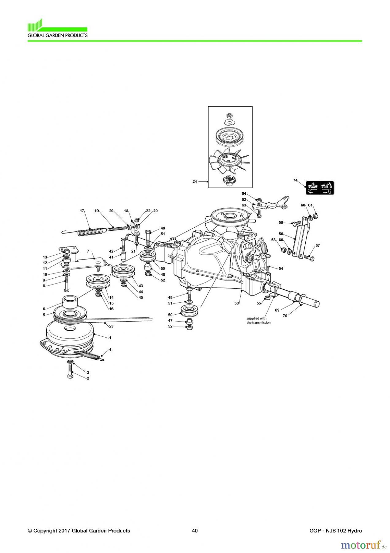 Global Garden Products GGP Aufsitzmäher Sammler Collecting 102-122cm 2017 NJS 102 Hydro Transmission - Hydrogear
