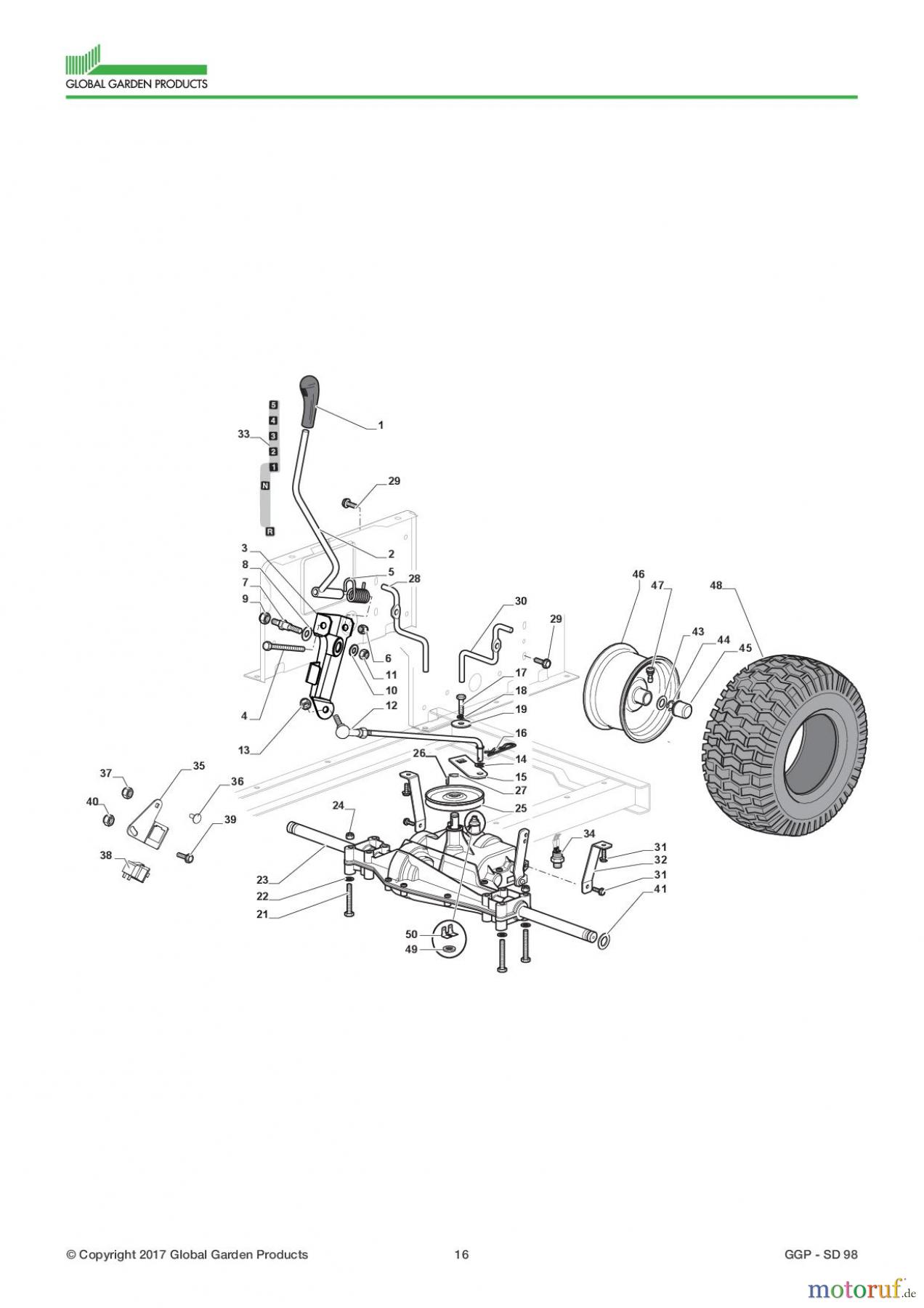 Global Garden Products GGP Aufsitzmäher Seitenauswurf 98-108cm 2017 SD 98 Transmission