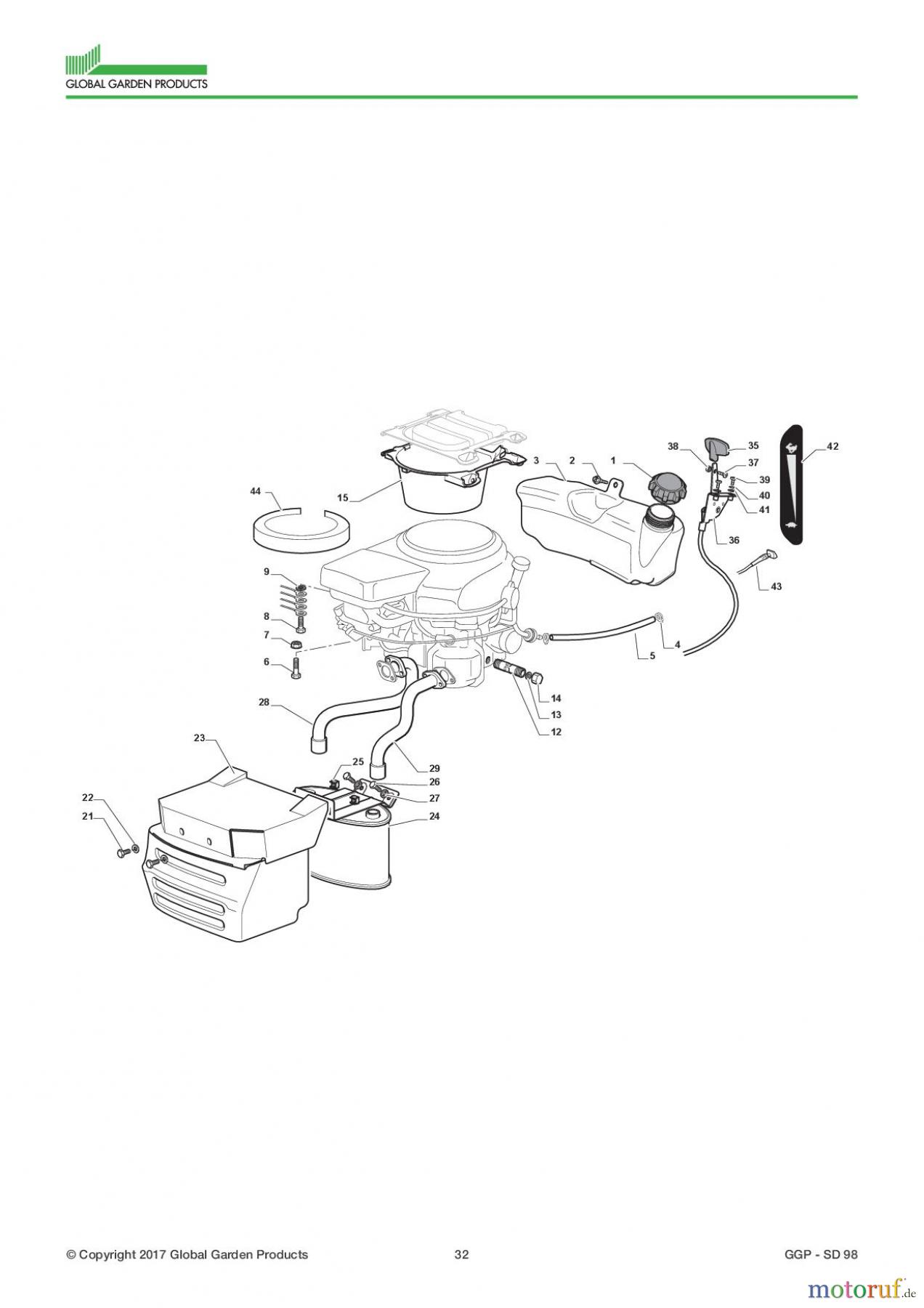 Global Garden Products GGP Aufsitzmäher Seitenauswurf 98-108cm 2017 SD 98 Engine - Honda GCV 530