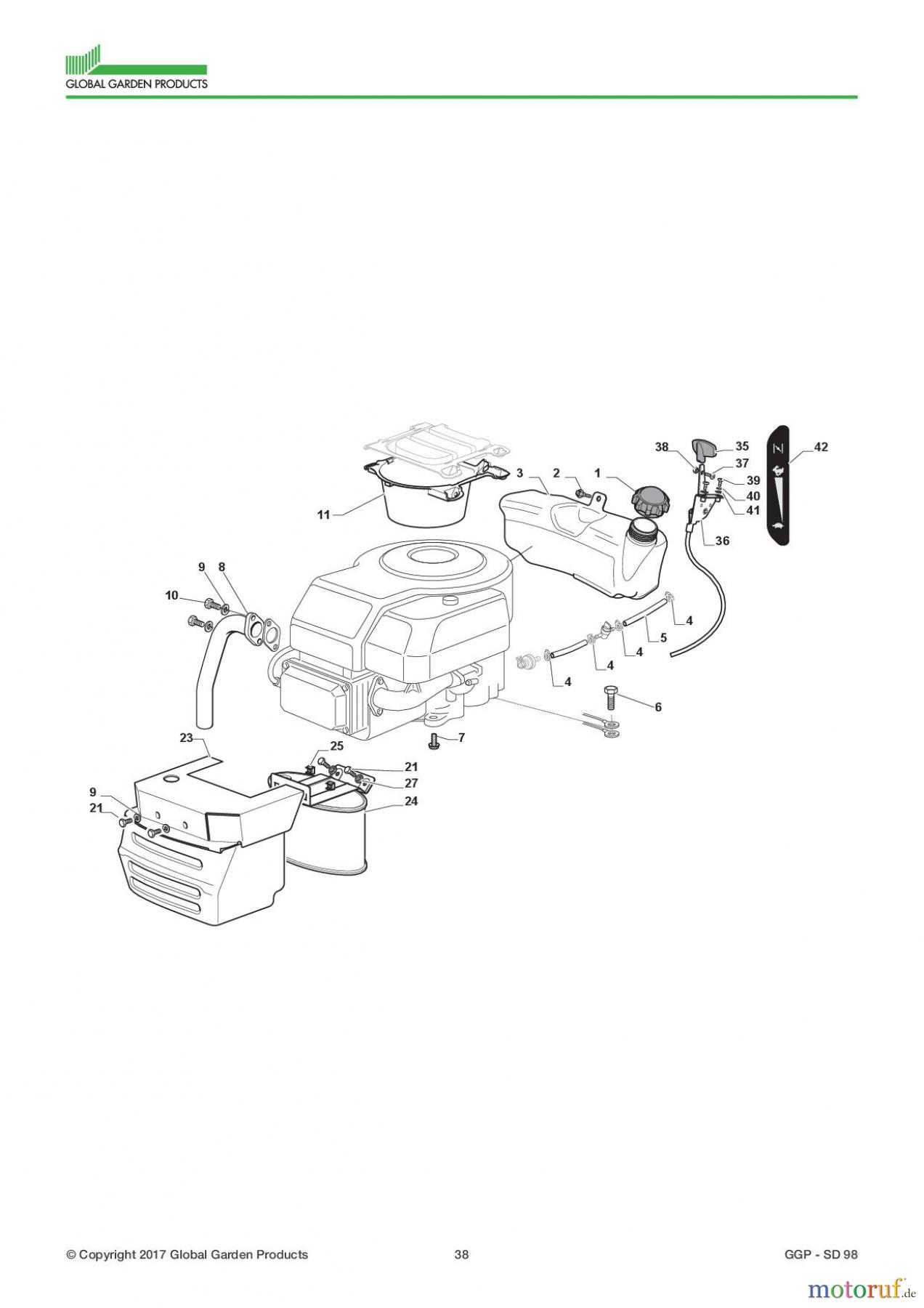 Global Garden Products GGP Aufsitzmäher Seitenauswurf 98-108cm 2017 SD 98 Engine - Kohler