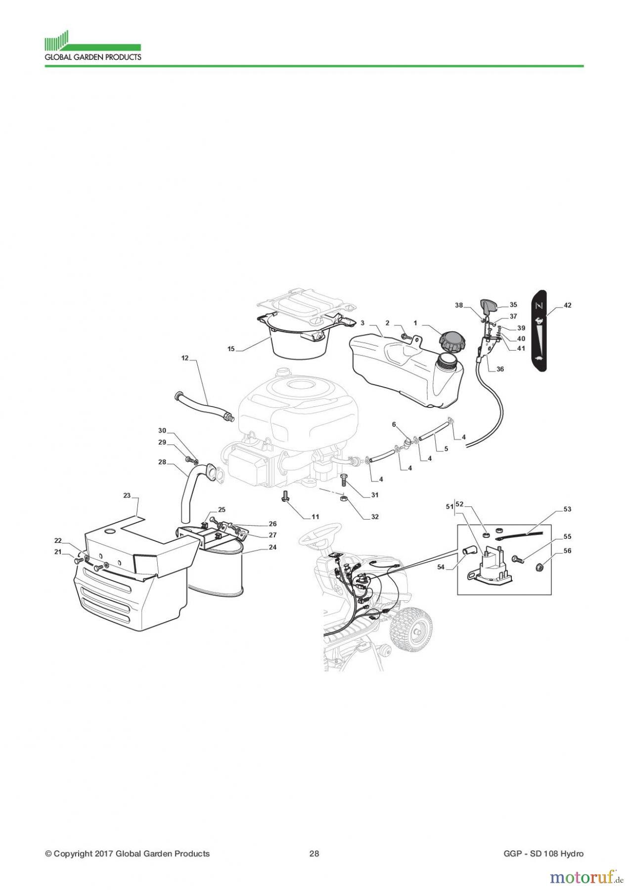 Global Garden Products GGP Aufsitzmäher Seitenauswurf 98-108cm 2017 SD 108 Hydro Engine - B&S 13,5 Hp