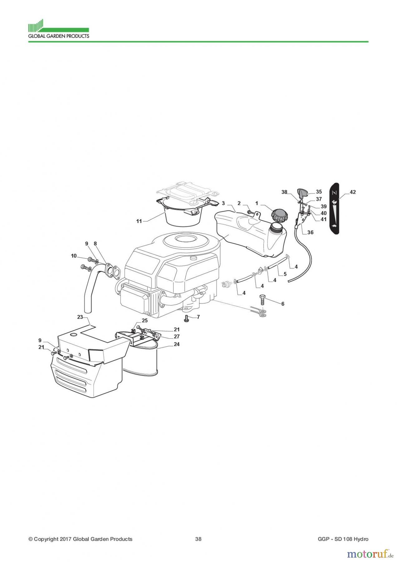 Global Garden Products GGP Aufsitzmäher Seitenauswurf 98-108cm 2017 SD 108 Hydro Engine - Kohler