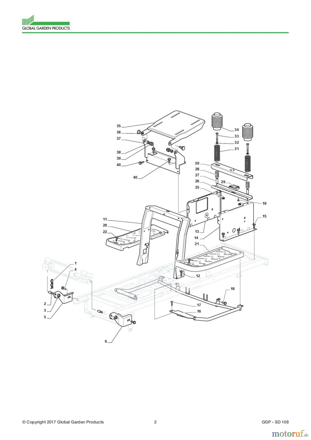 Global Garden Products GGP Aufsitzmäher Seitenauswurf 98-108cm 2017 SD 108 Chassis