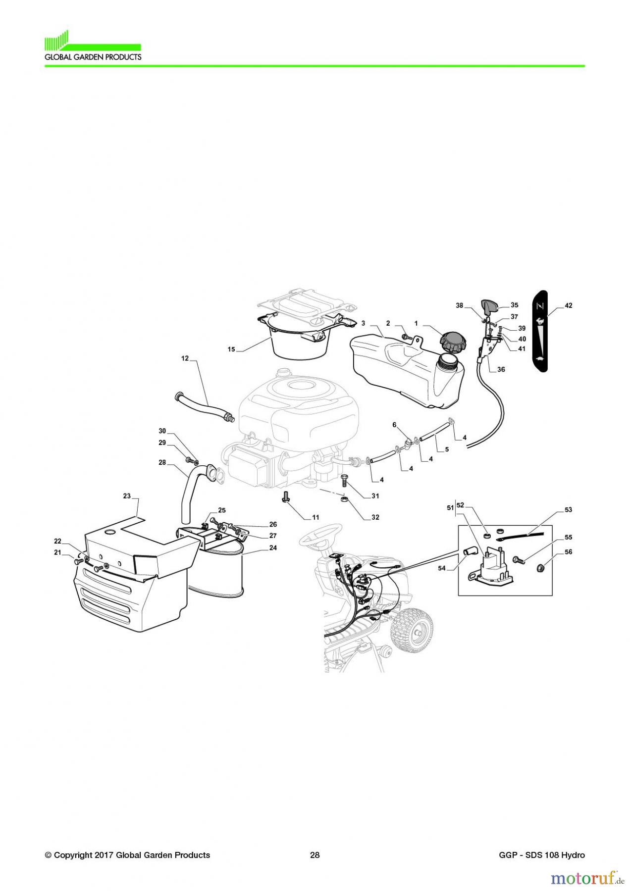 Global Garden Products GGP Aufsitzmäher Seitenauswurf 98-108cm 2017 SDS 108 Hydro Engine - B&S 13,5 Hp