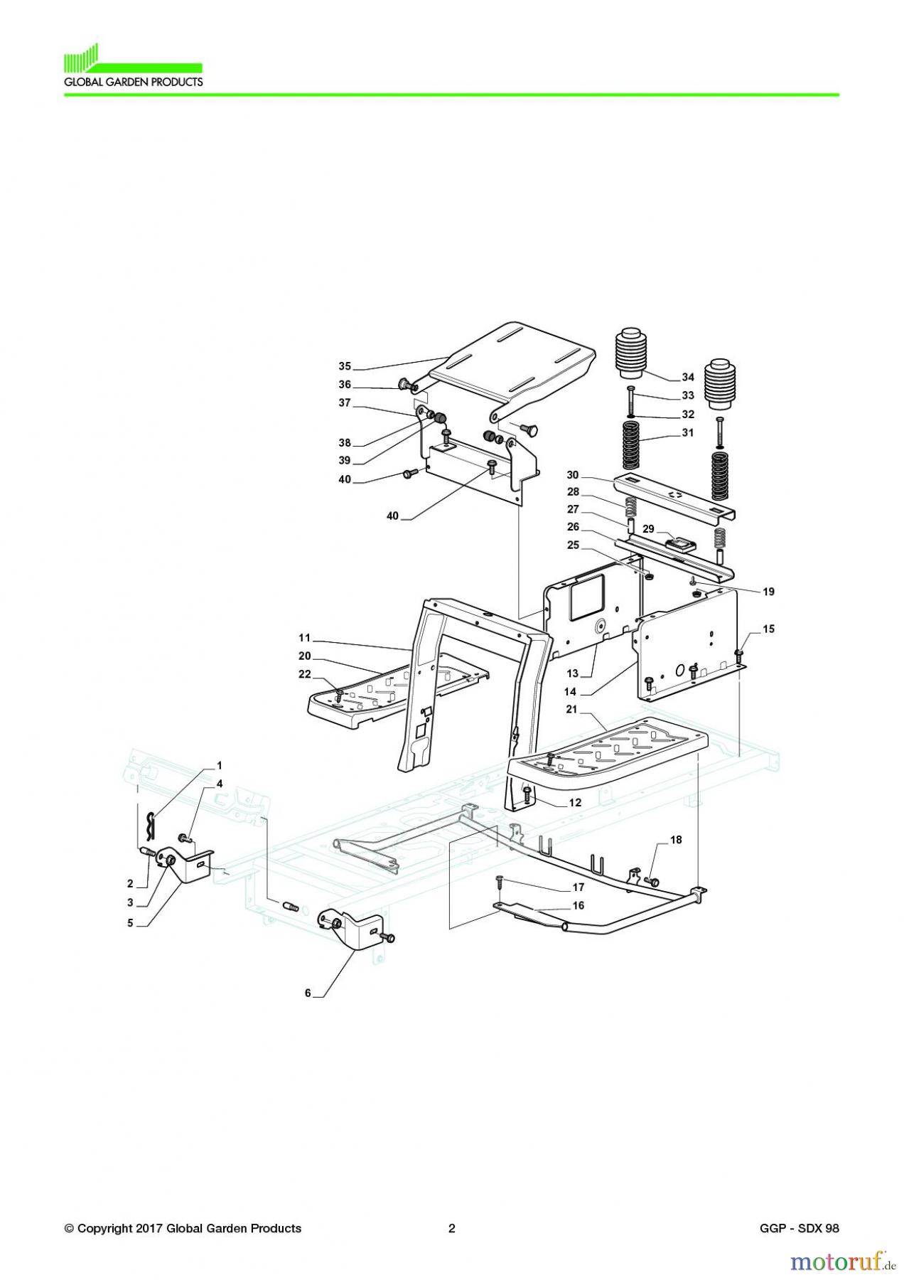 Global Garden Products GGP Aufsitzmäher Seitenauswurf 98-108cm 2017 SDX 98 Chassis