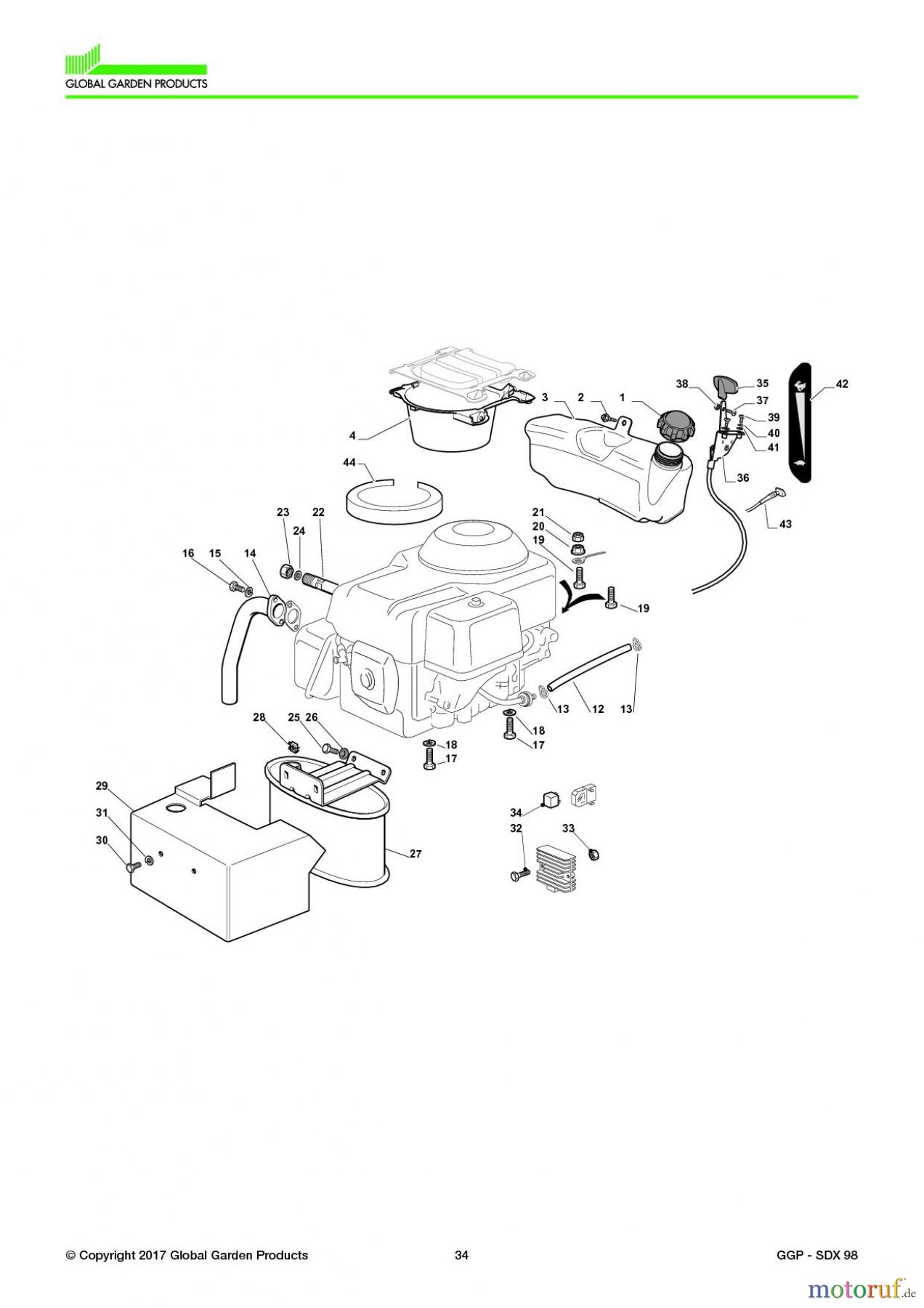 Global Garden Products GGP Aufsitzmäher Seitenauswurf 98-108cm 2017 SDX 98 Engine - Honda GCV 390