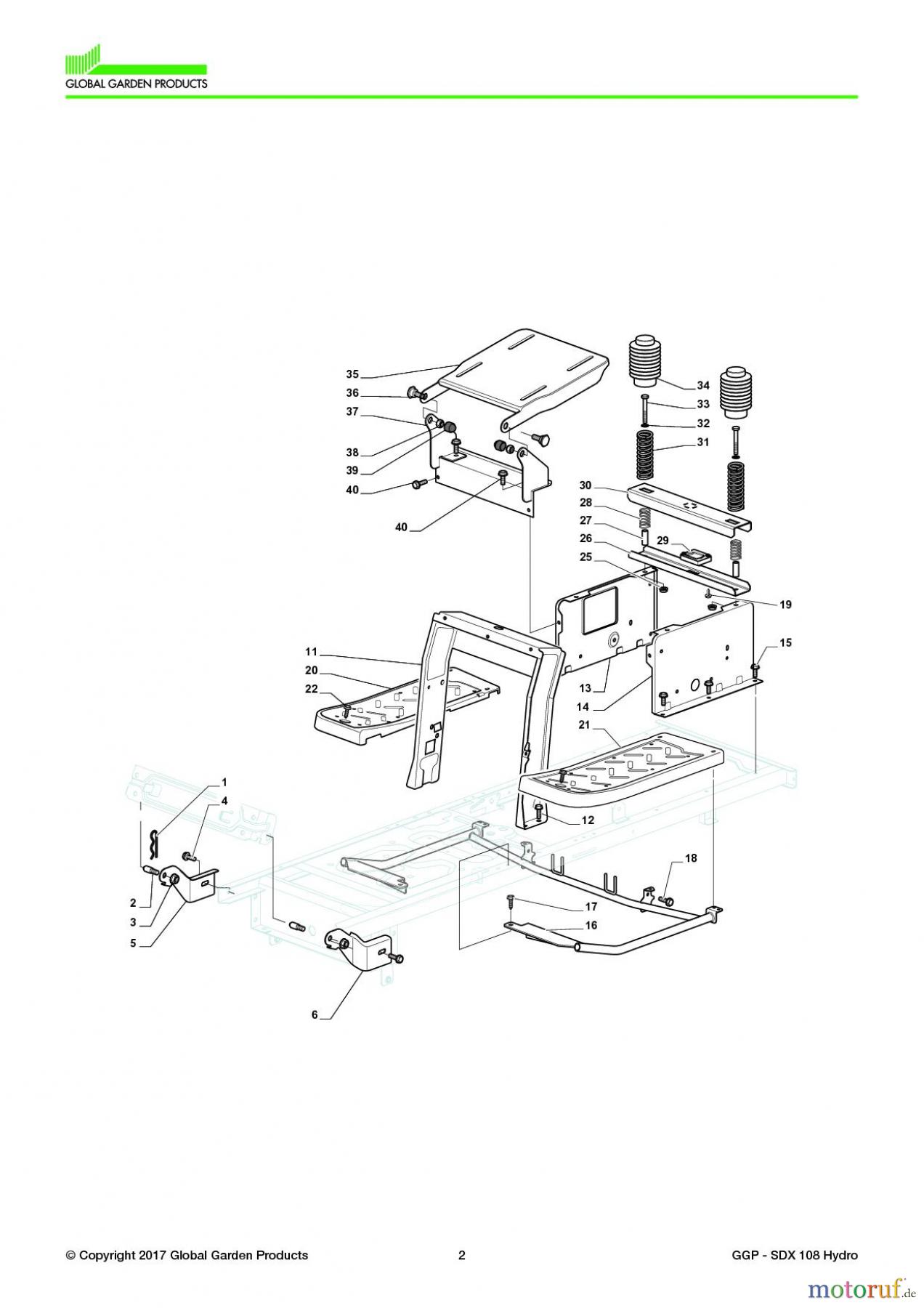 Global Garden Products GGP Aufsitzmäher Seitenauswurf 98-108cm 2017 SDX 108 Hydro Chassis