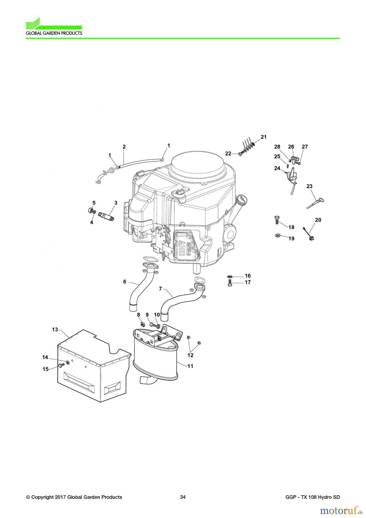 Global Garden Products GGP Aufsitzmäher Seitenauswurf 108-118cm 2017 TX 108 Hydro SD Engine - Kawasaki