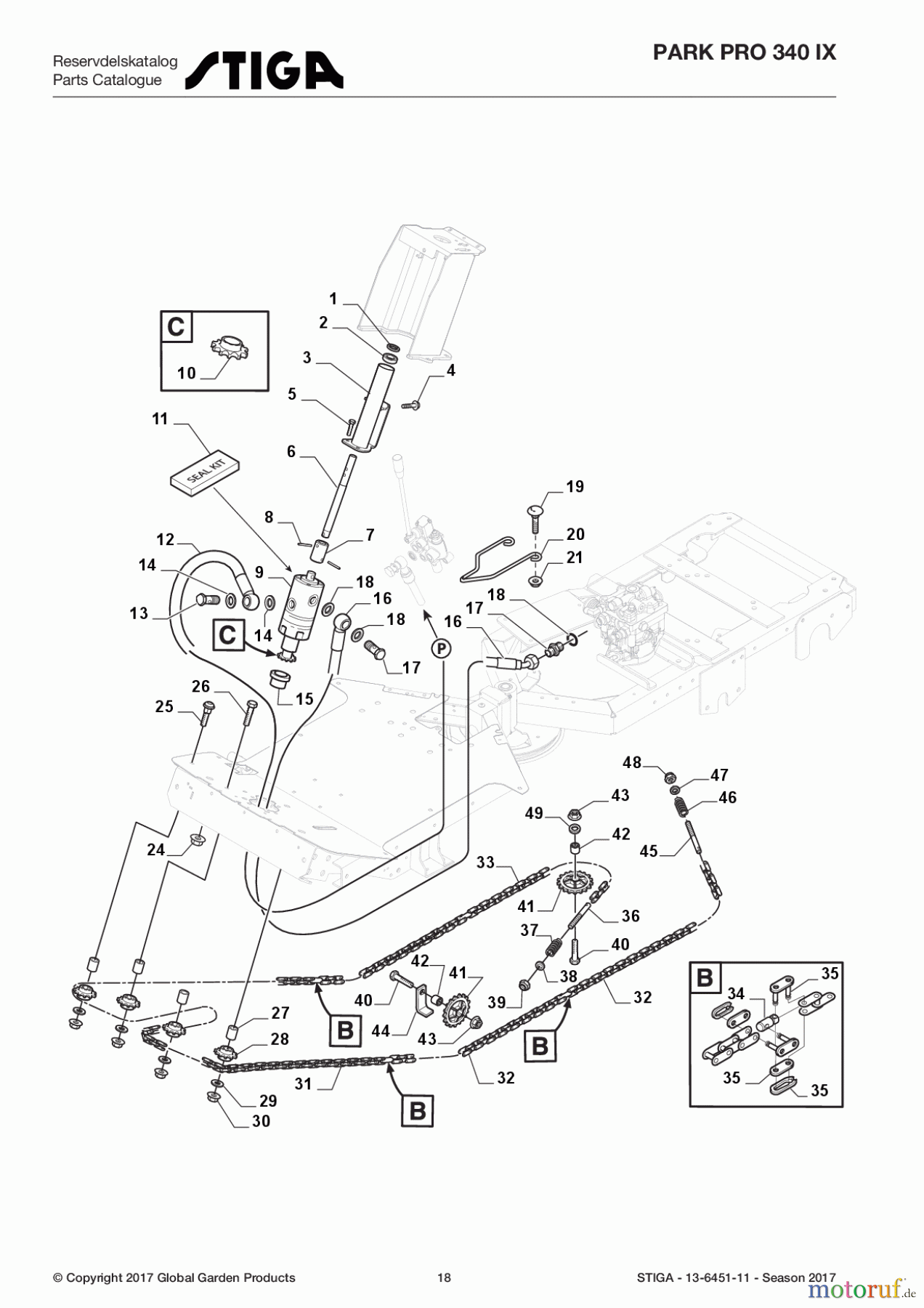 Stiga Frontmäher Baujahr 2017 Park Pro 2017 Park Pro 340 IX 13-6451-11 - Season 2017 Steering