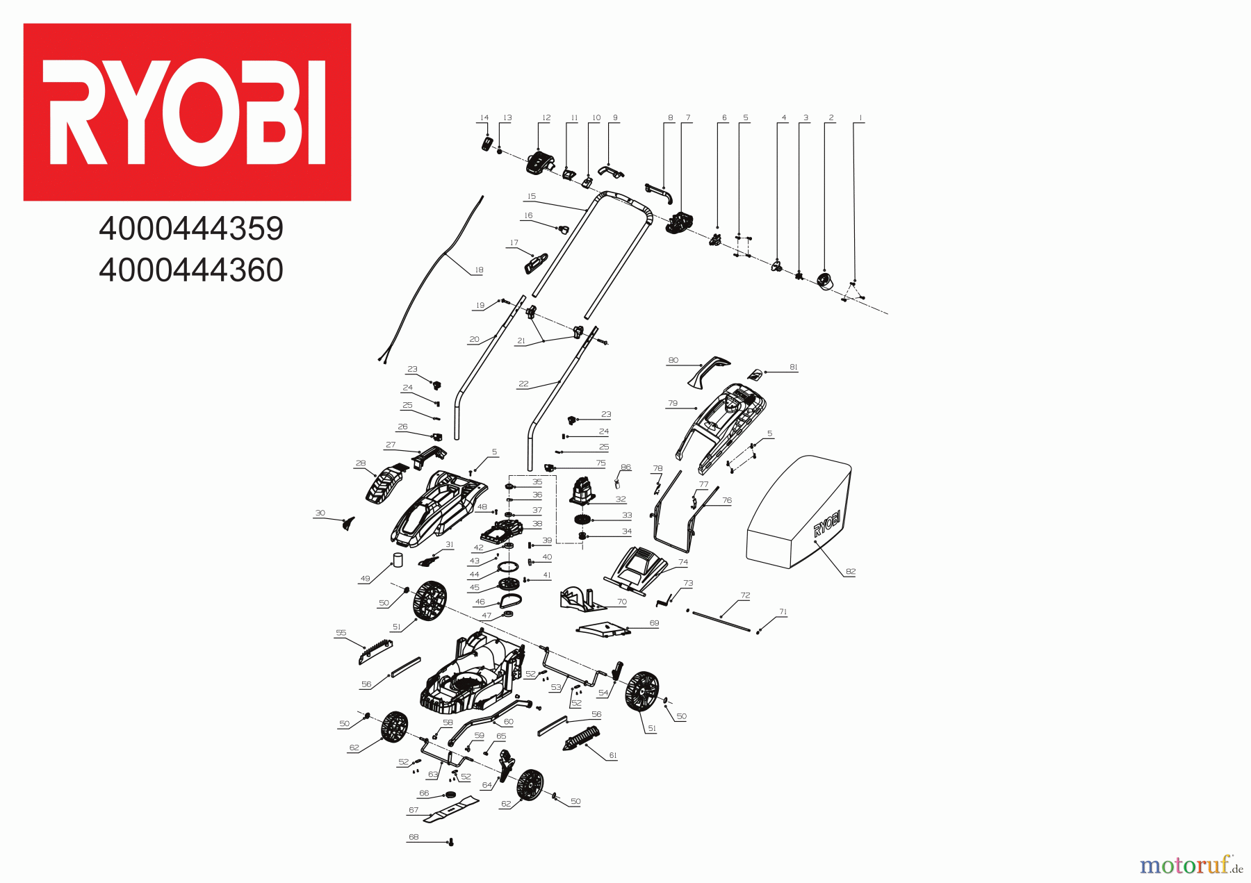 Ryobi Rasenmäher Elektro RLM13E33S 1300 W Elektro-Rasenmäher 4000444359