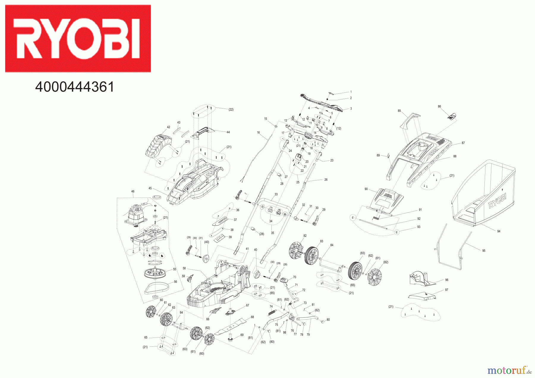 Ryobi Rasenmäher Elektro RLM15E36H 1500 W Elektro-Rasenmäher