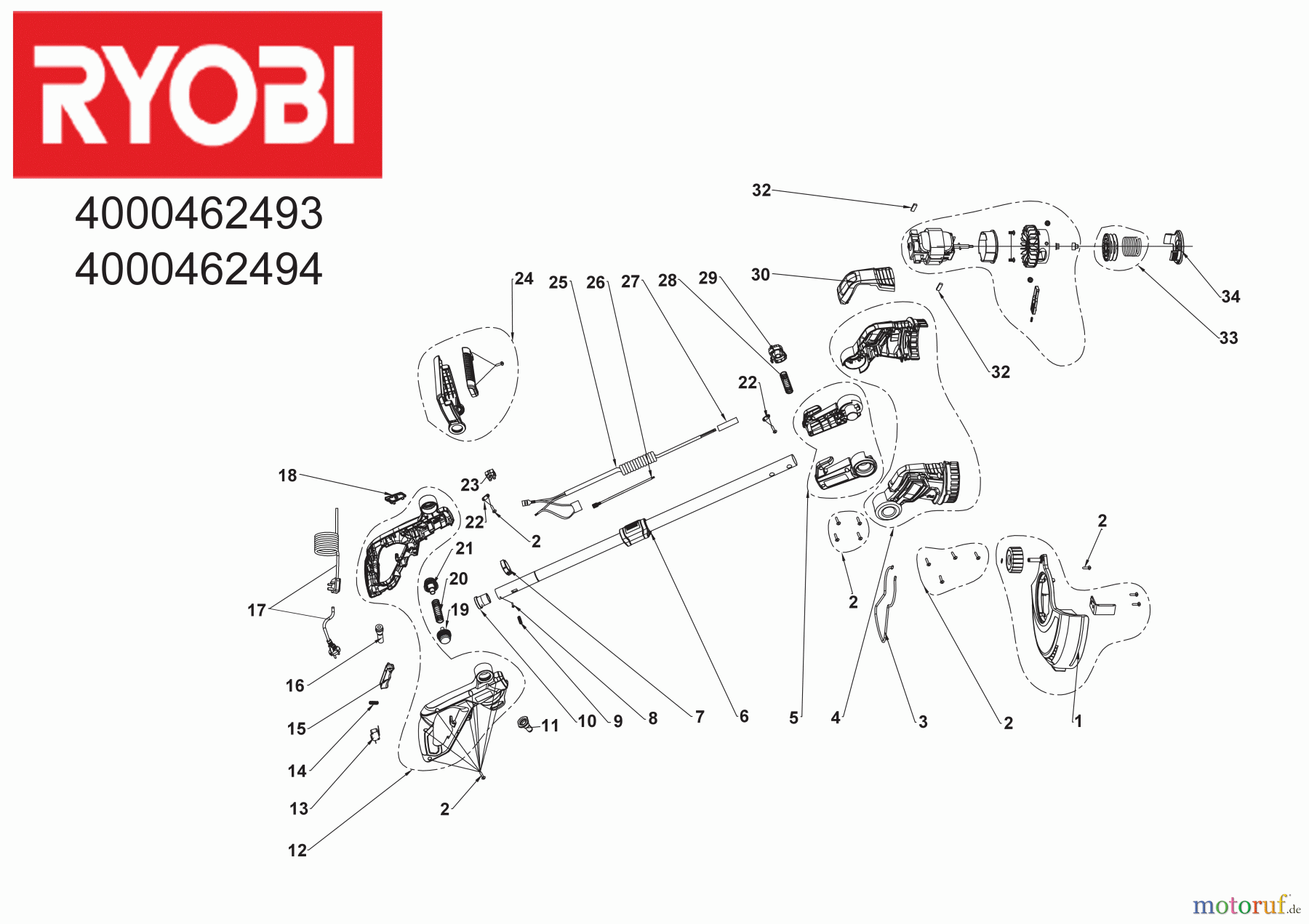 Ryobi Rasentrimmer Elektro RLT5127 500W Elektro Rasentrimmer 4000462494 