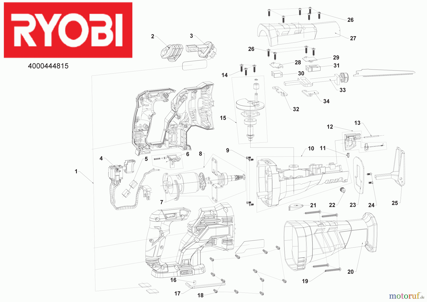 Ryobi Sägen Säbelsägen R18RS-0 18 V Akku-Säbelsäge Seite 1