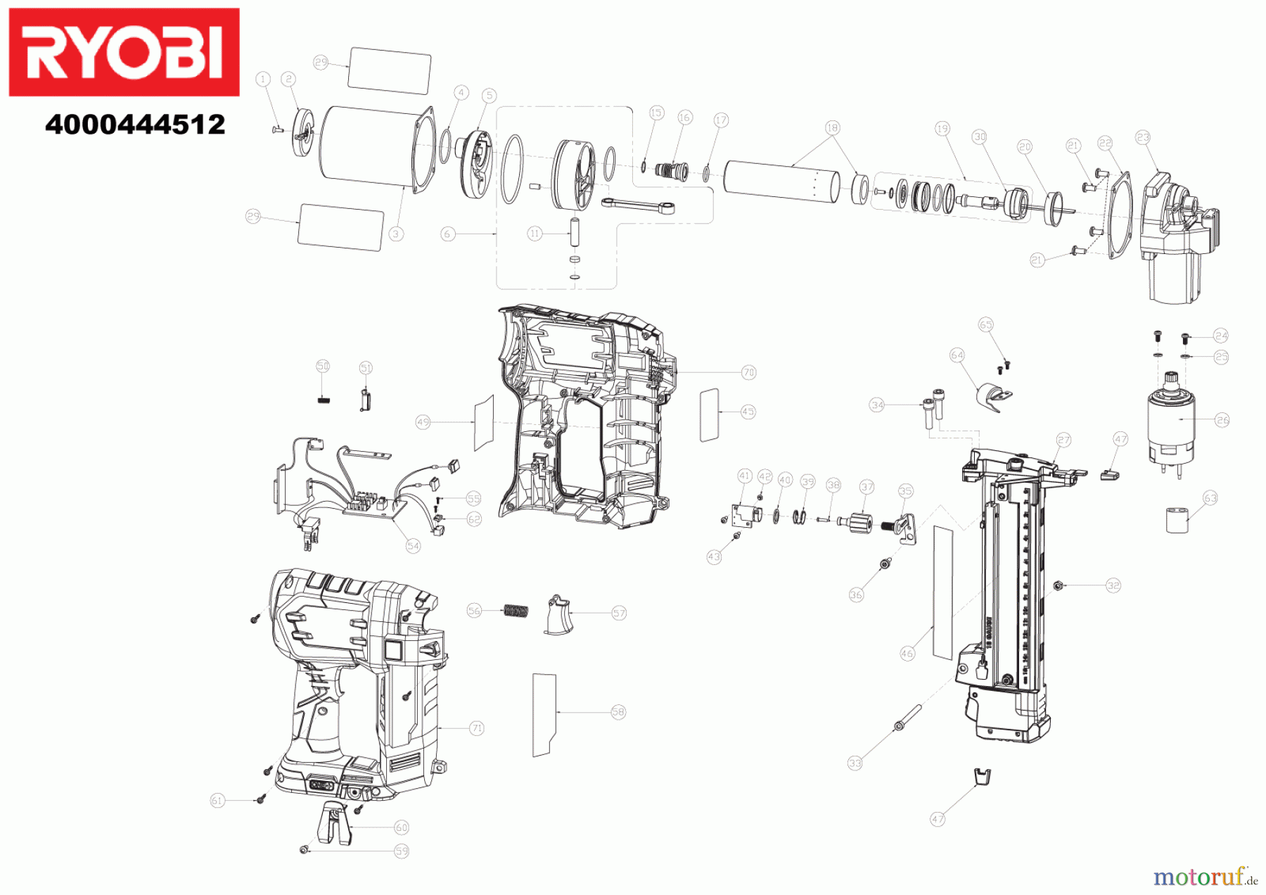 Ryobi Nagler und Tacker R18S18G Akku Tacker Seite 1