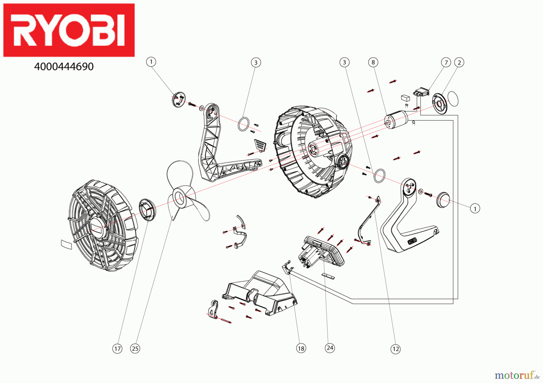 Ryobi Sonstige Geräte R18F Akku-Ventilator Seite 1