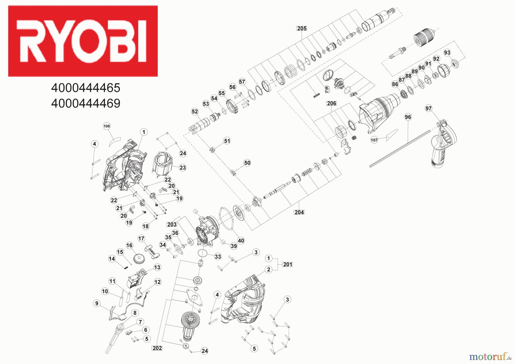 Ryobi (Schlag-)Bohrschrauber Bohrhämmer RSDS800-KA5 800 W Bohr- & Meißelhammer Seite 1