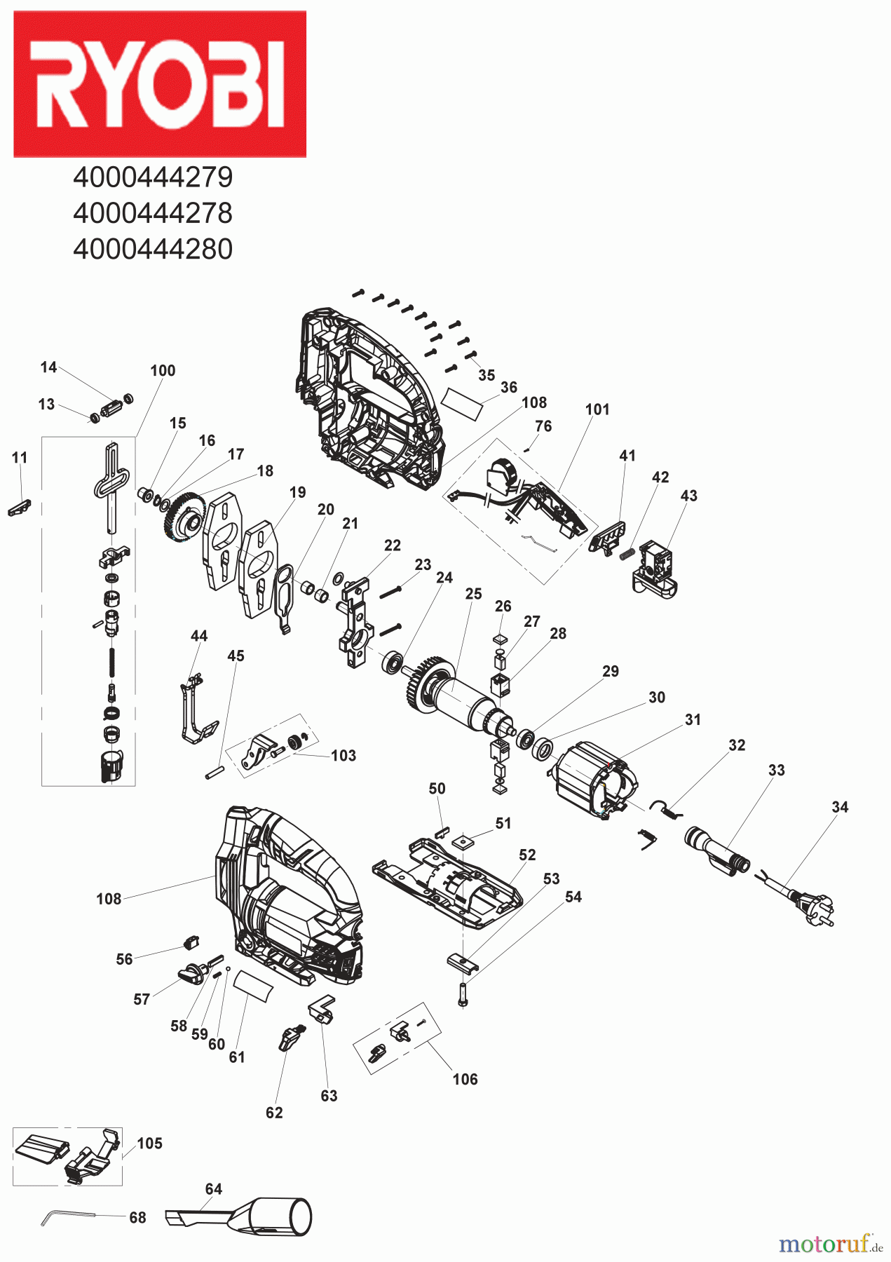 Ryobi Sägen Stichsägen RJS850-K 600 W Pendelhub-Stichsäge Seite 1