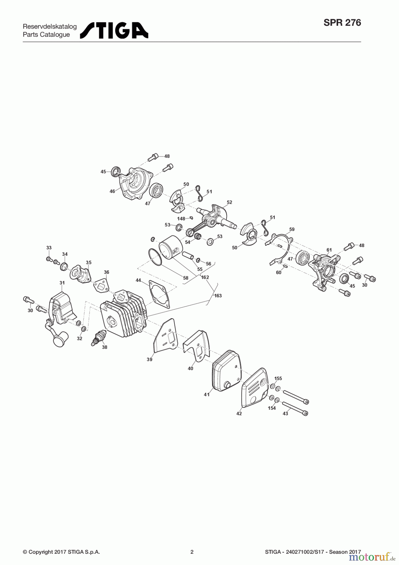 Stiga Kettensägen Baujahr 2017 Benzin 2017 SPR 276 240271002/S17 - Season 2017 Engine