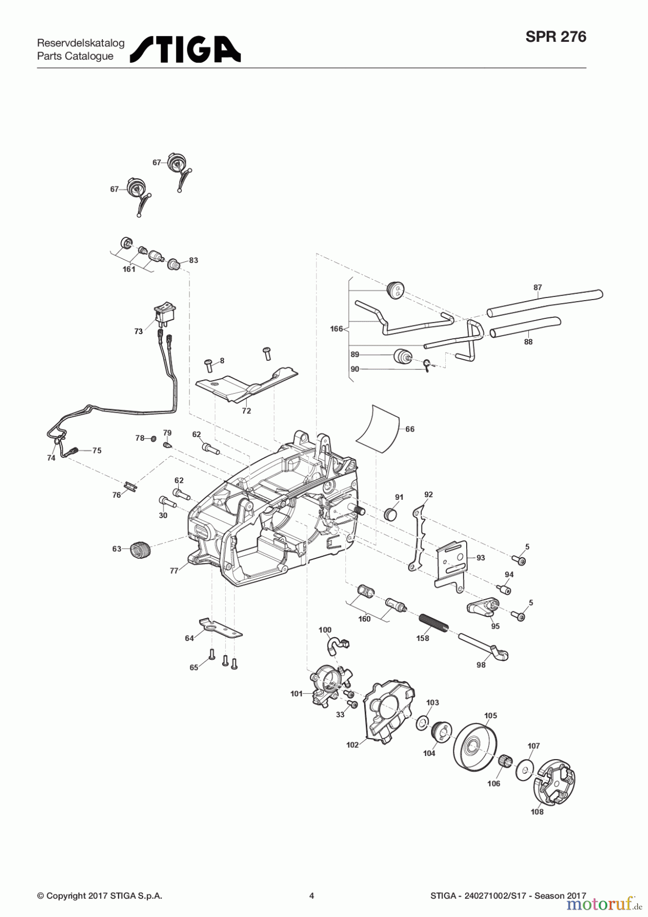 Stiga Kettensägen Baujahr 2017 Benzin 2017 SPR 276 240271002/S17 - Season 2017 Engine