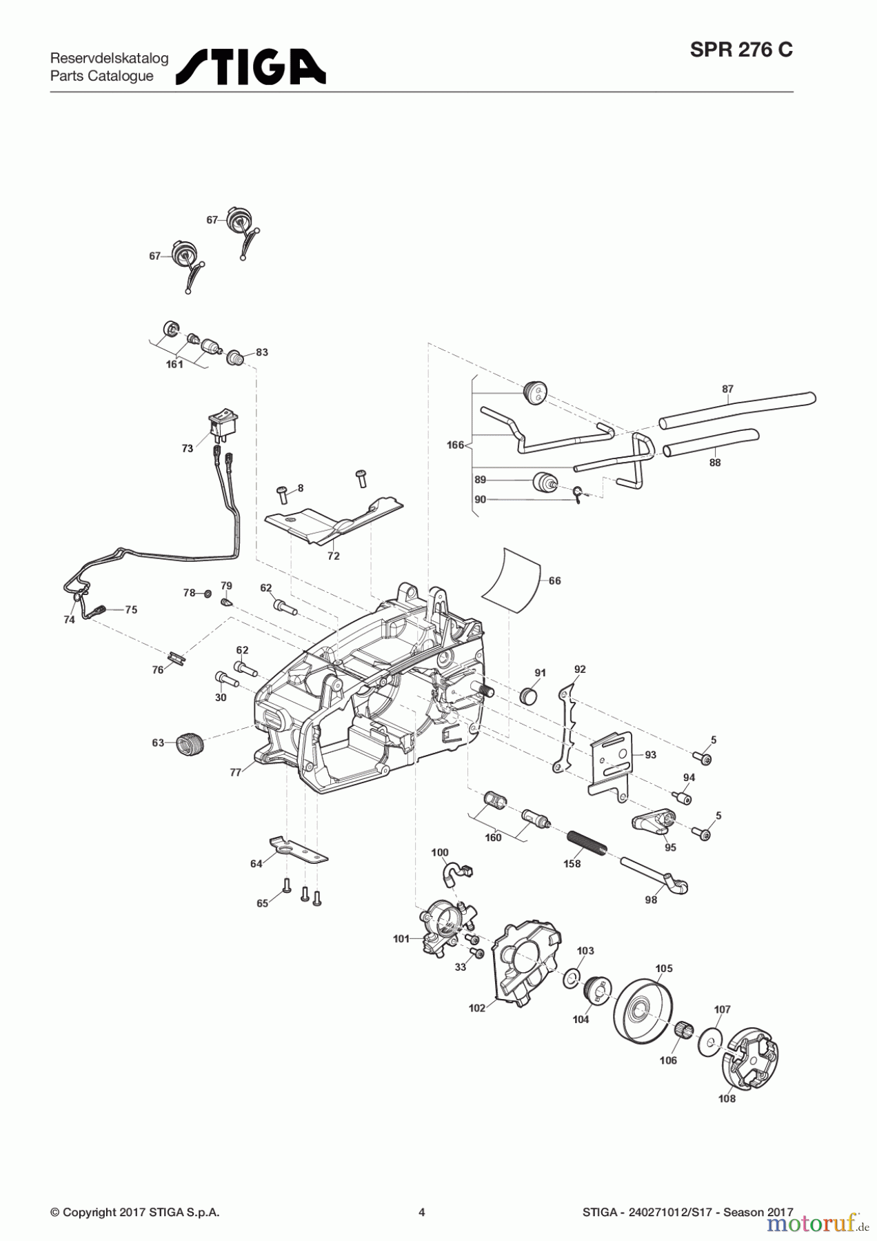 Stiga Kettensägen Baujahr 2017 Benzin 2017 SPR 276 C 240271012/S17 - Season 2017 Engine