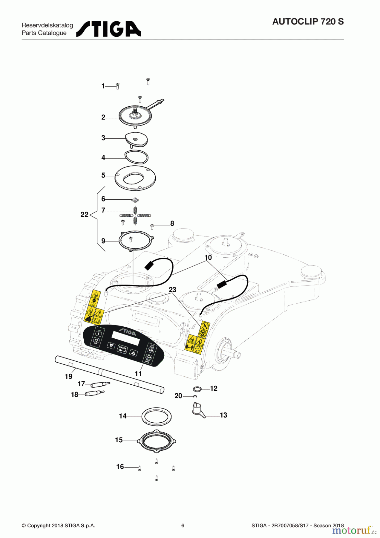 Stiga Mähroboter Baujahr 2017 Autoclip 700 Autoclip 720 S 2R7007058/S17 - Season 2018 Keyboard