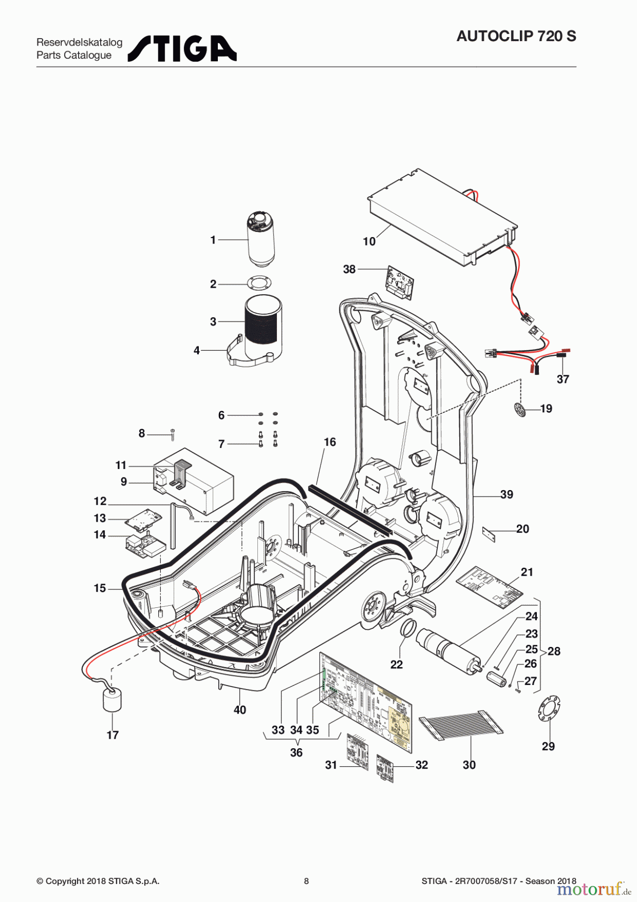 Stiga Mähroboter Baujahr 2017 Autoclip 700 Autoclip 720 S 2R7007058/S17 - Season 2018 Transmission, Motor Blade, Mother Board