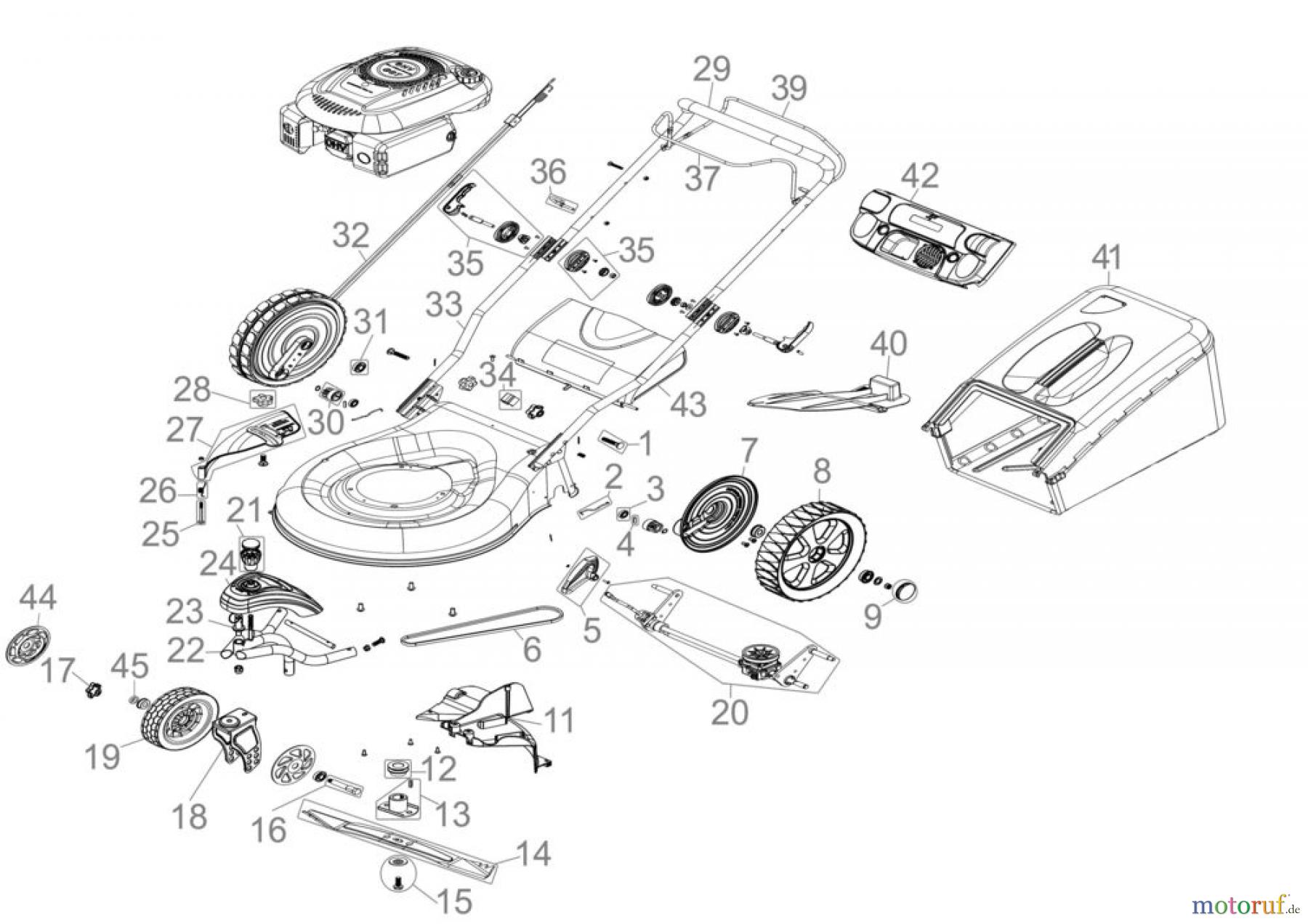 Güde Gartentechnik Rasenmäher Benzin-Rasenmäher Schnittbreite bis 50 cm RASENMÄHER BIG WHEELER TRIKE 465D - 95372 FSL95372-03 Seite 1