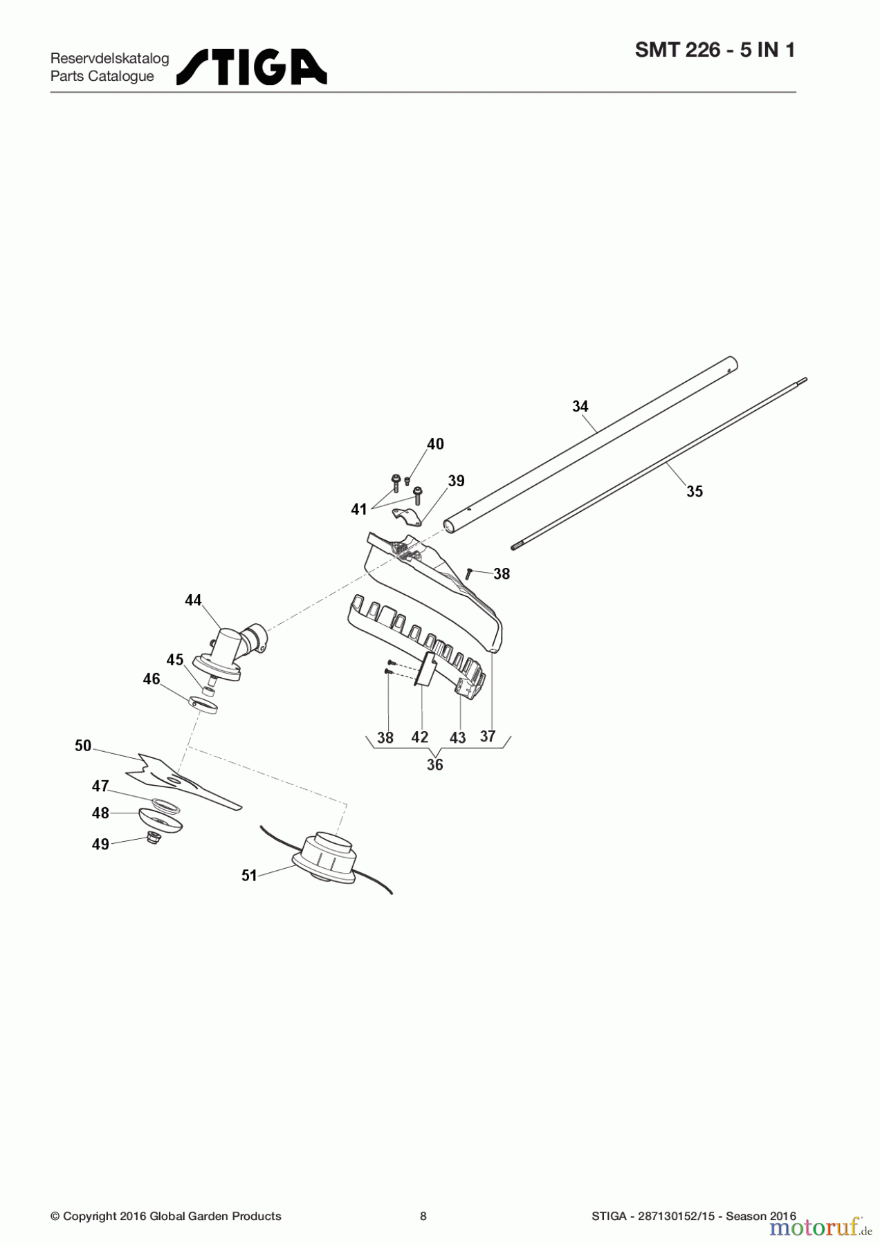 Stiga Motorsensen, Trimmer Baujahr 2017 Benzin 2017 SMT 226 - 5 in 1 232511930/15 - Season 2017 Brushcutter Part