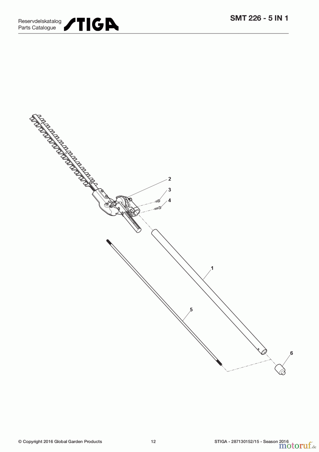 Stiga Motorsensen, Trimmer Baujahr 2017 Benzin 2017 SMT 226 - 5 in 1 232511930/15 - Season 2017 Hedge Trimmer Attachment