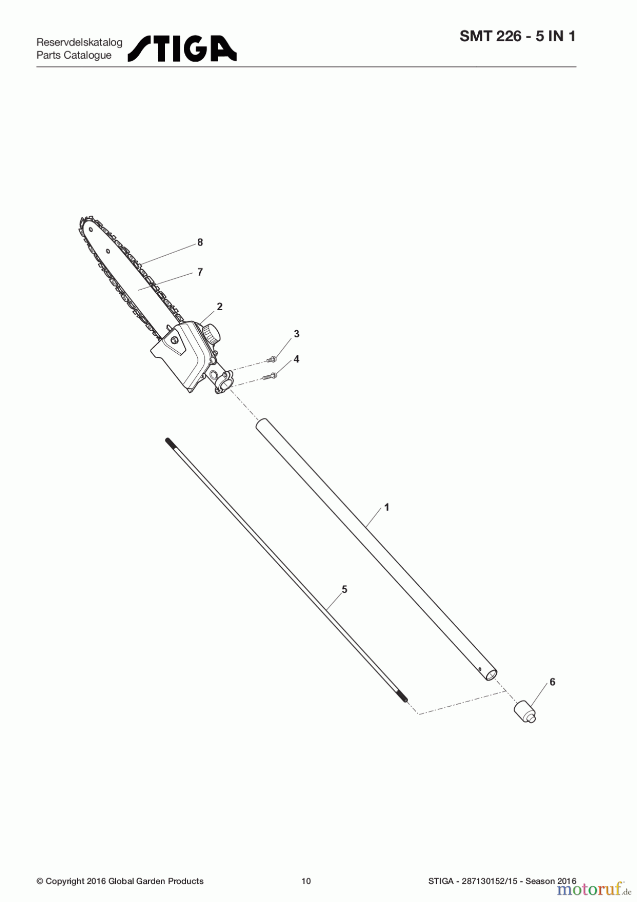 Stiga Motorsensen, Trimmer Baujahr 2017 Benzin 2017 SMT 226 - 5 in 1 287130152/15 - Season 2017 Pruner Saw Attachment