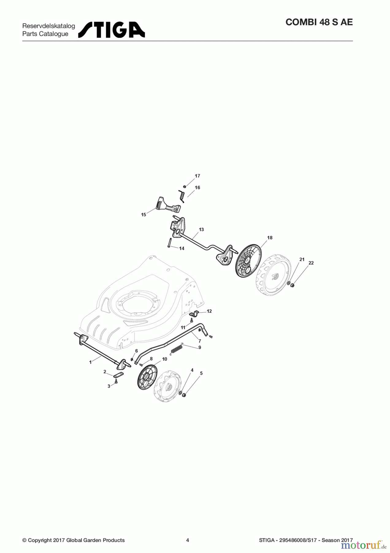 Stiga Rasenmäher Baujahr 2017 Akku 2017 COMBI 48 S AE 295486008/S17 - Season 2017 Height Adjusting