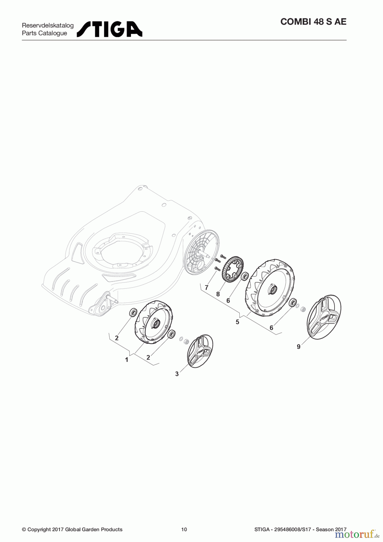 Stiga Rasenmäher Baujahr 2017 Akku 2017 COMBI 48 S AE 295486008/S17 - Season 2017 Wheels and Hub Caps