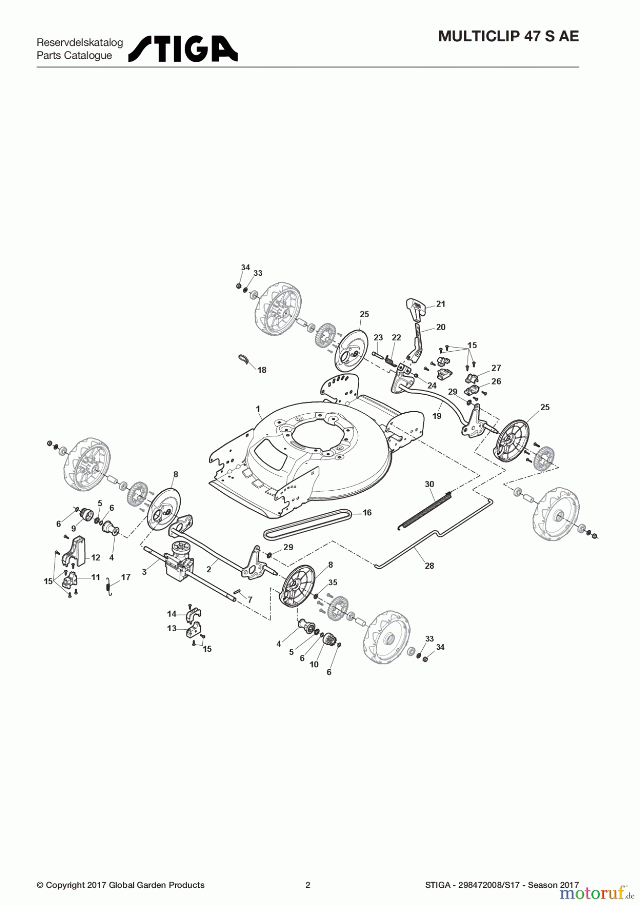  Stiga Rasenmäher Baujahr 2017 Akku 2017 MULTICLIP 47 S AE 298472008/S17 - Season 2017 Deck And Height Adjusting