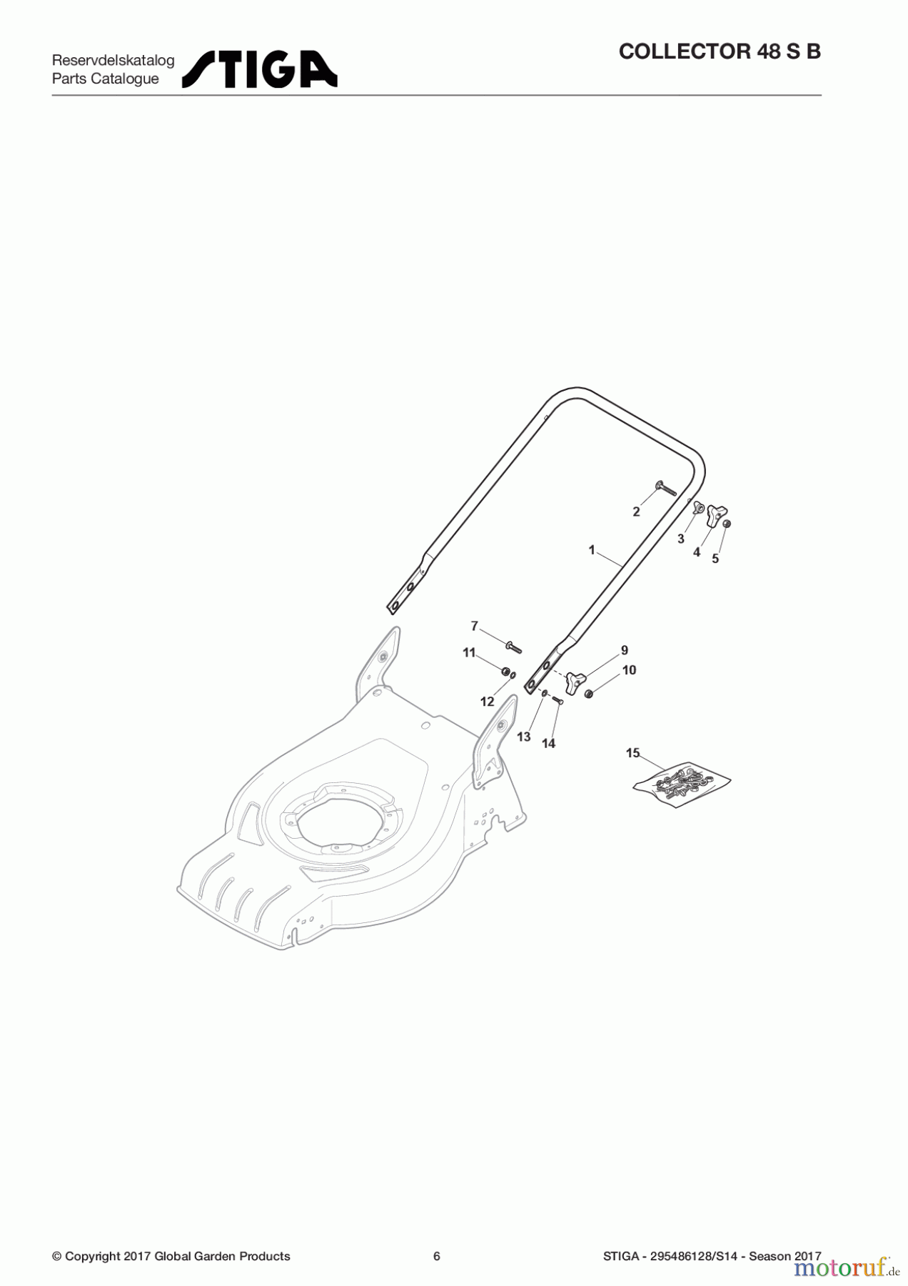 Stiga Rasenmäher Baujahr 2017 Benzin Mit Antrieb 2017 COLLECTOR 48 S B 295486128/S14 - Season 2017 Handle, Lower Part