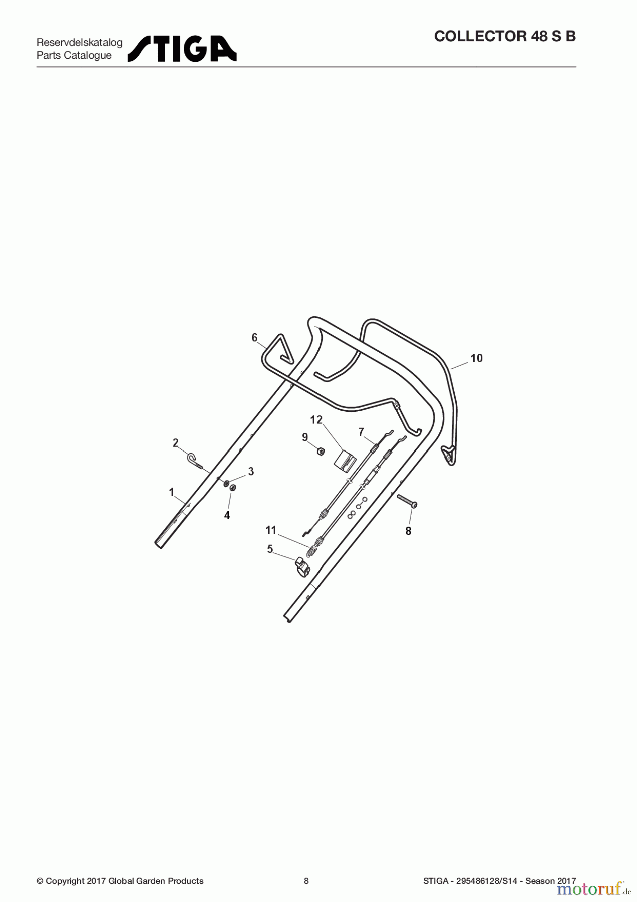Stiga Rasenmäher Baujahr 2017 Benzin Mit Antrieb 2017 COLLECTOR 48 S B 295486128/S14 - Season 2017 Handle, Upper Part