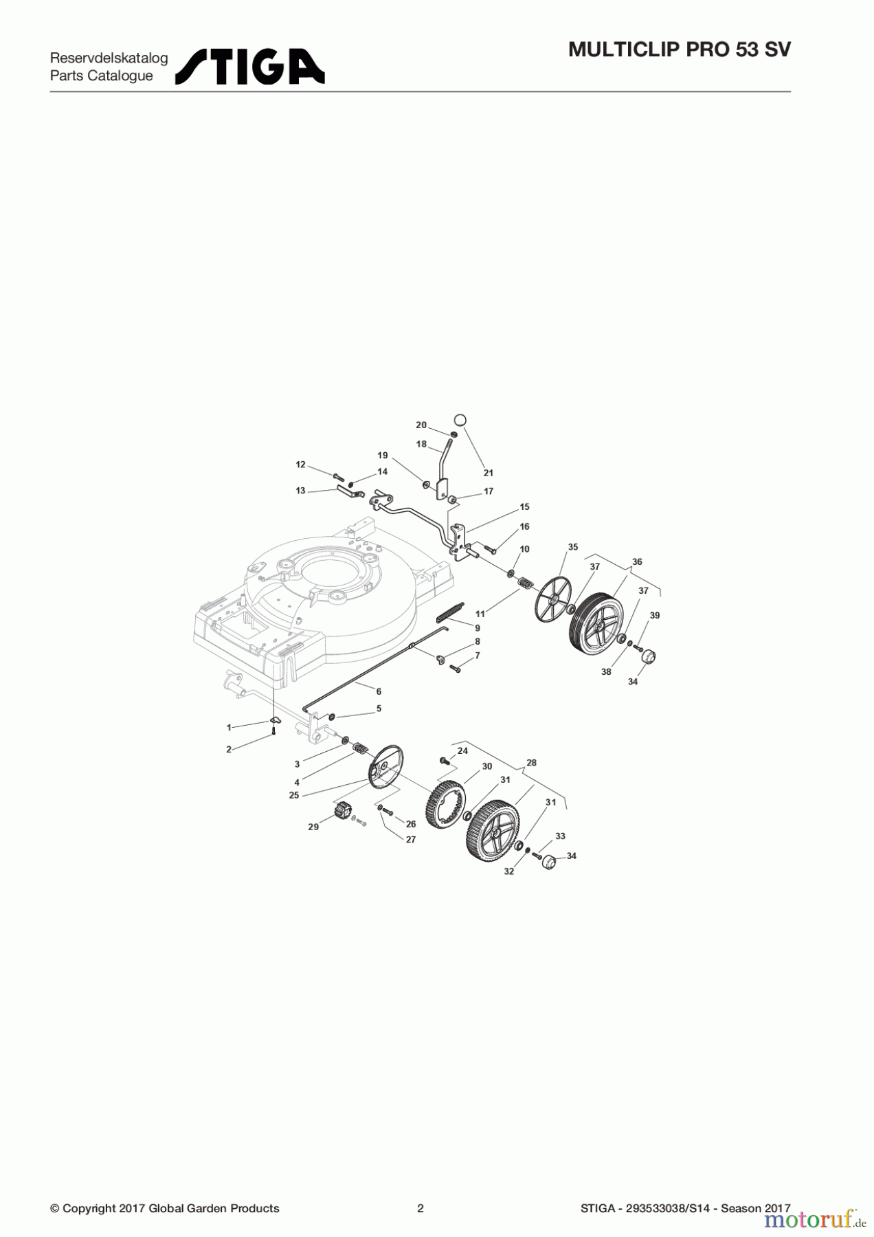 Stiga Rasenmäher Baujahr 2017 Benzin Mit Antrieb 2017 MULTICLIP PRO 53 SV 293533038/S14 - Season 2017 Wheel and Hub Cap