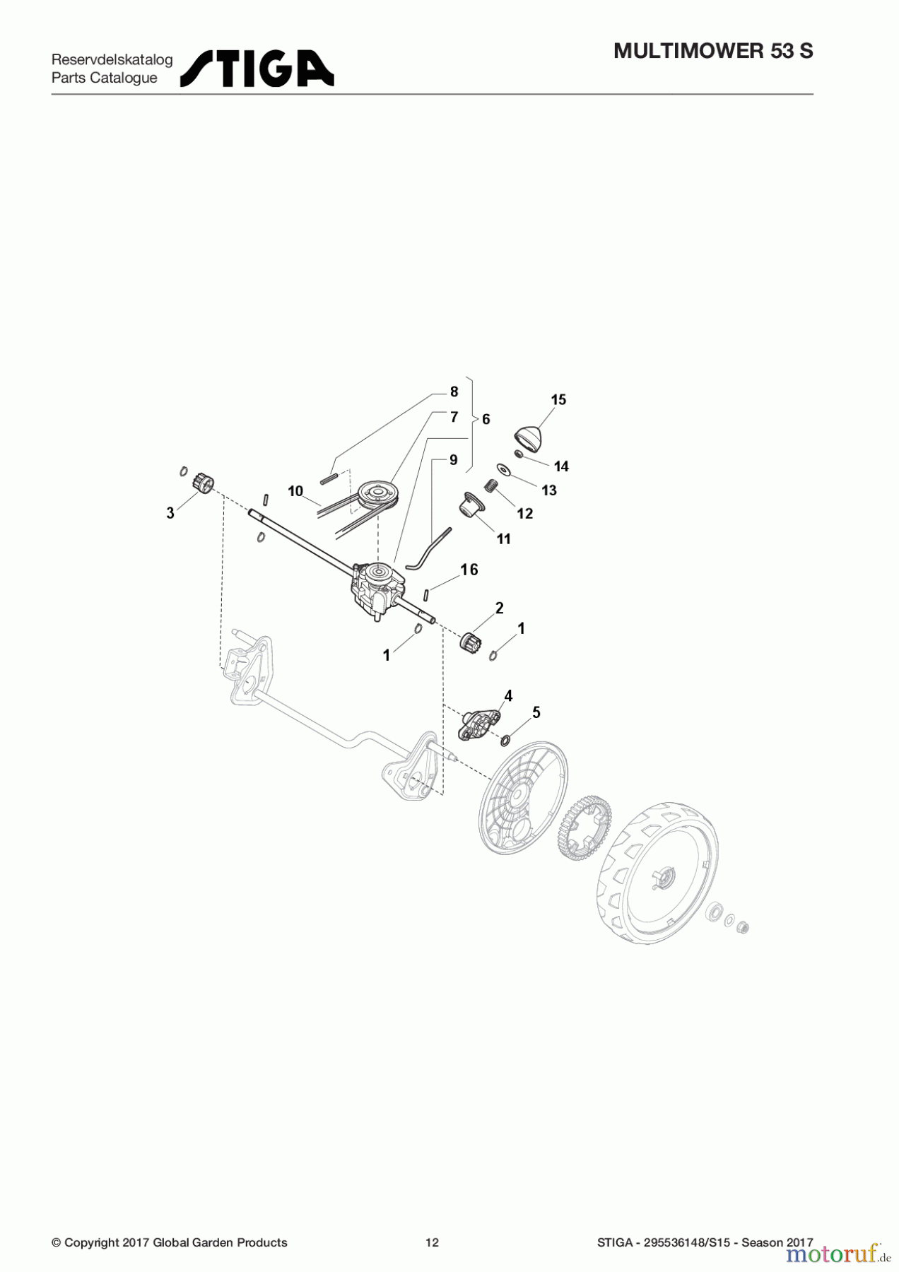 Stiga Rasenmäher Baujahr 2017 Benzin Mit Antrieb 2017 MULTIMOWER 53 S 295536148/S15 - Season 2017 Transmission